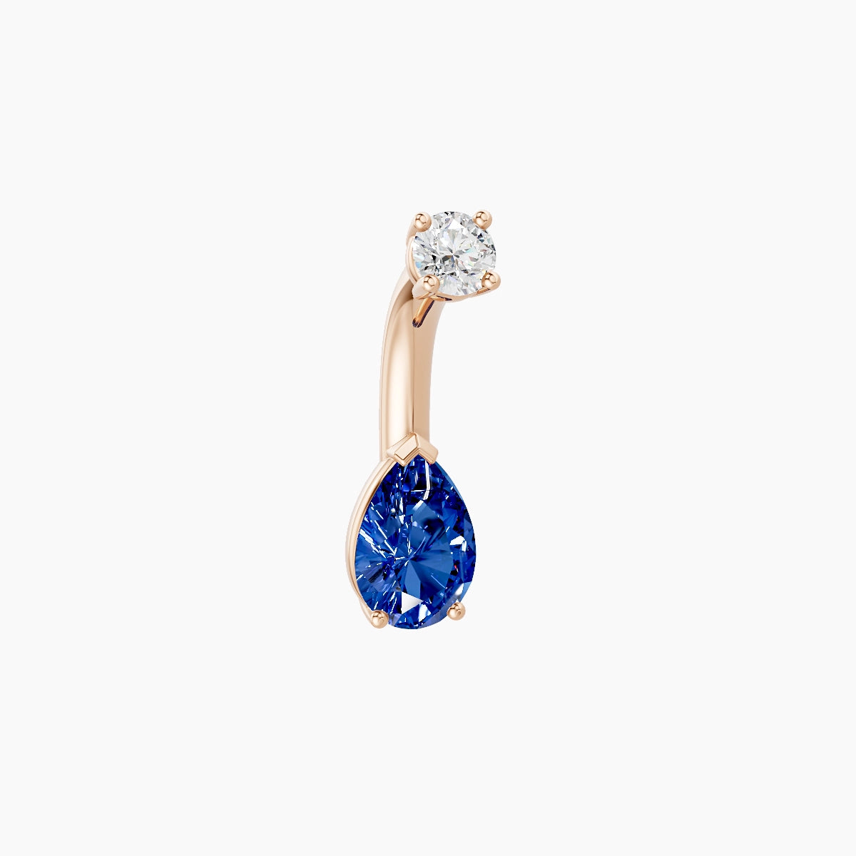 Nut | 18k Rose Gold 6.5 mm 6 mm Pear Sapphire & Diamond Belly Piercing