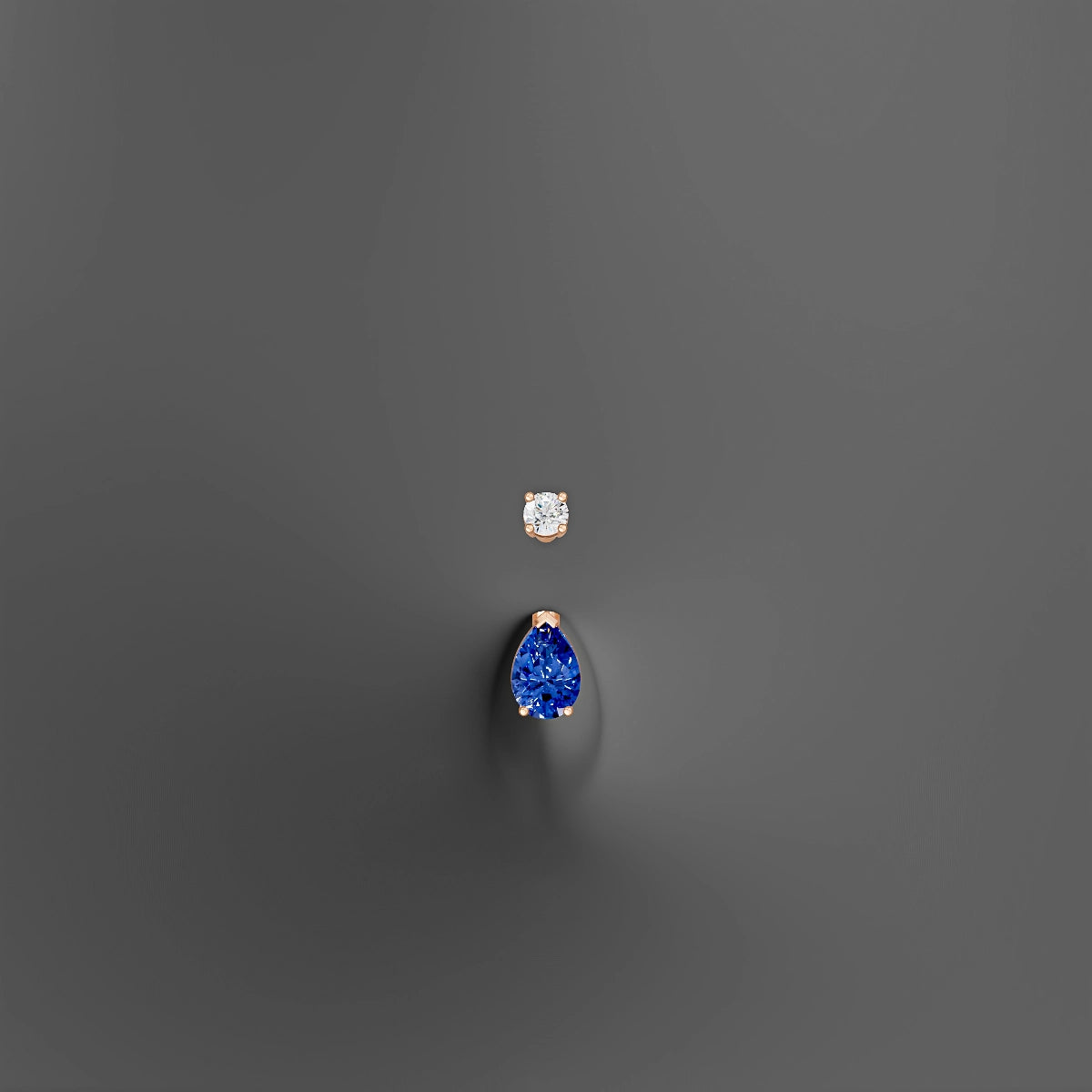 Nut | 18k Rose Gold 6.5 mm 6 mm Pear Sapphire & Diamond Belly Piercing