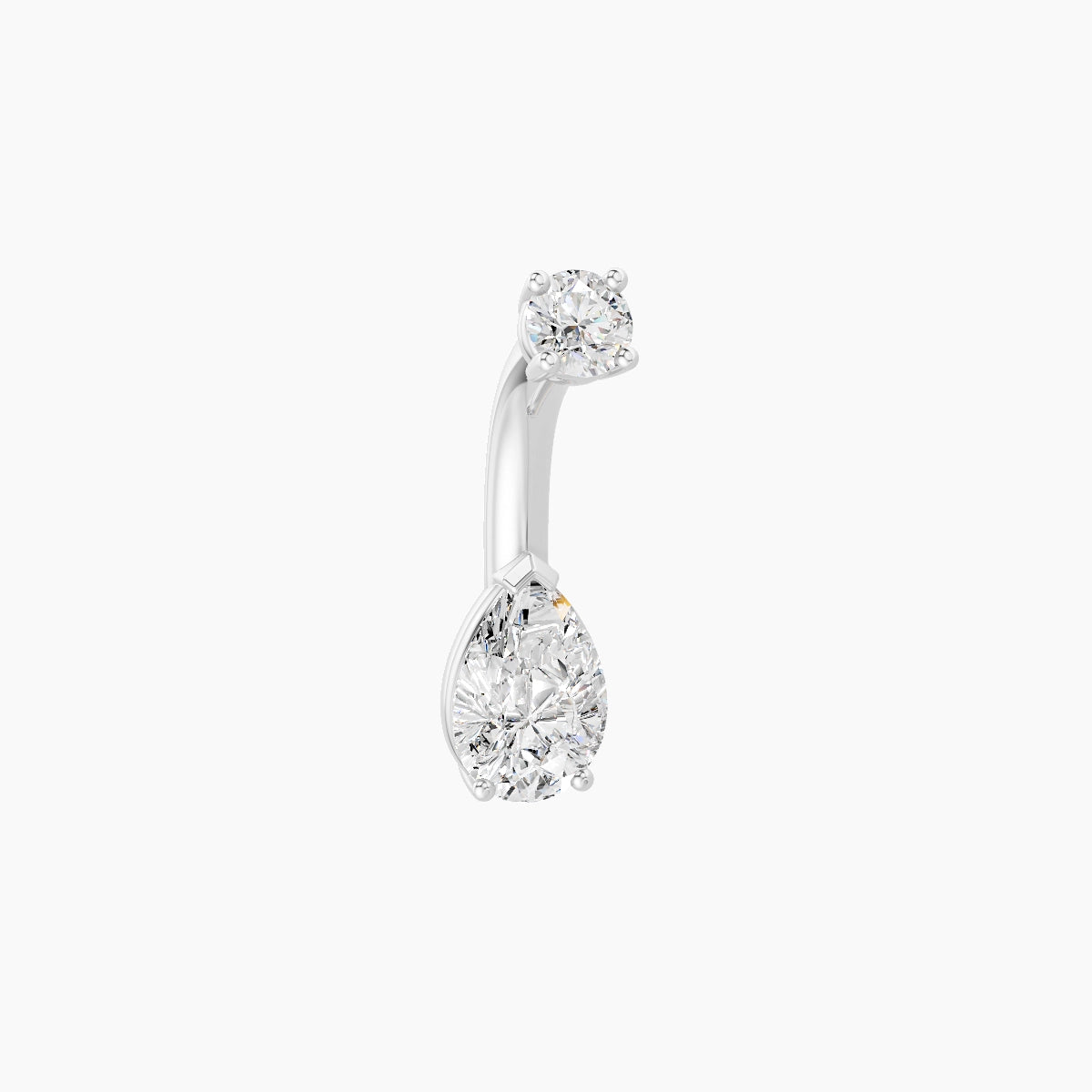 Nut | 18k White Gold 6.5 mm 6 mm Pear Diamond Belly Piercing