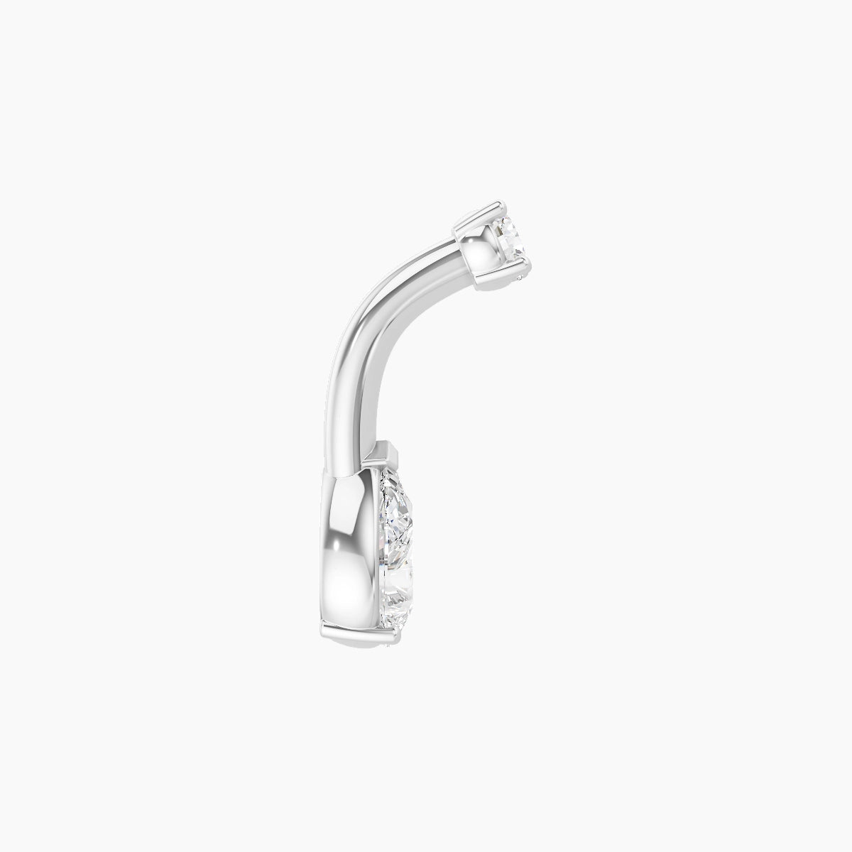 Nut | 18k White Gold 6.5 mm 6 mm Pear Diamond Belly Piercing
