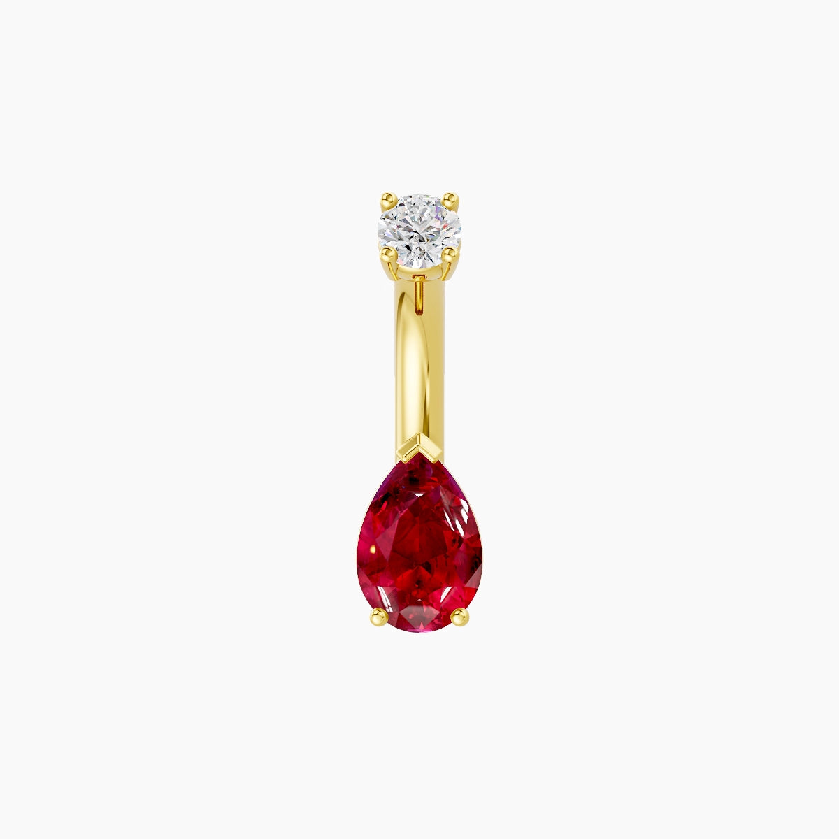 Nut | 18k Yellow Gold 6.5 mm 6 mm Pear Ruby & Diamond Belly Piercing