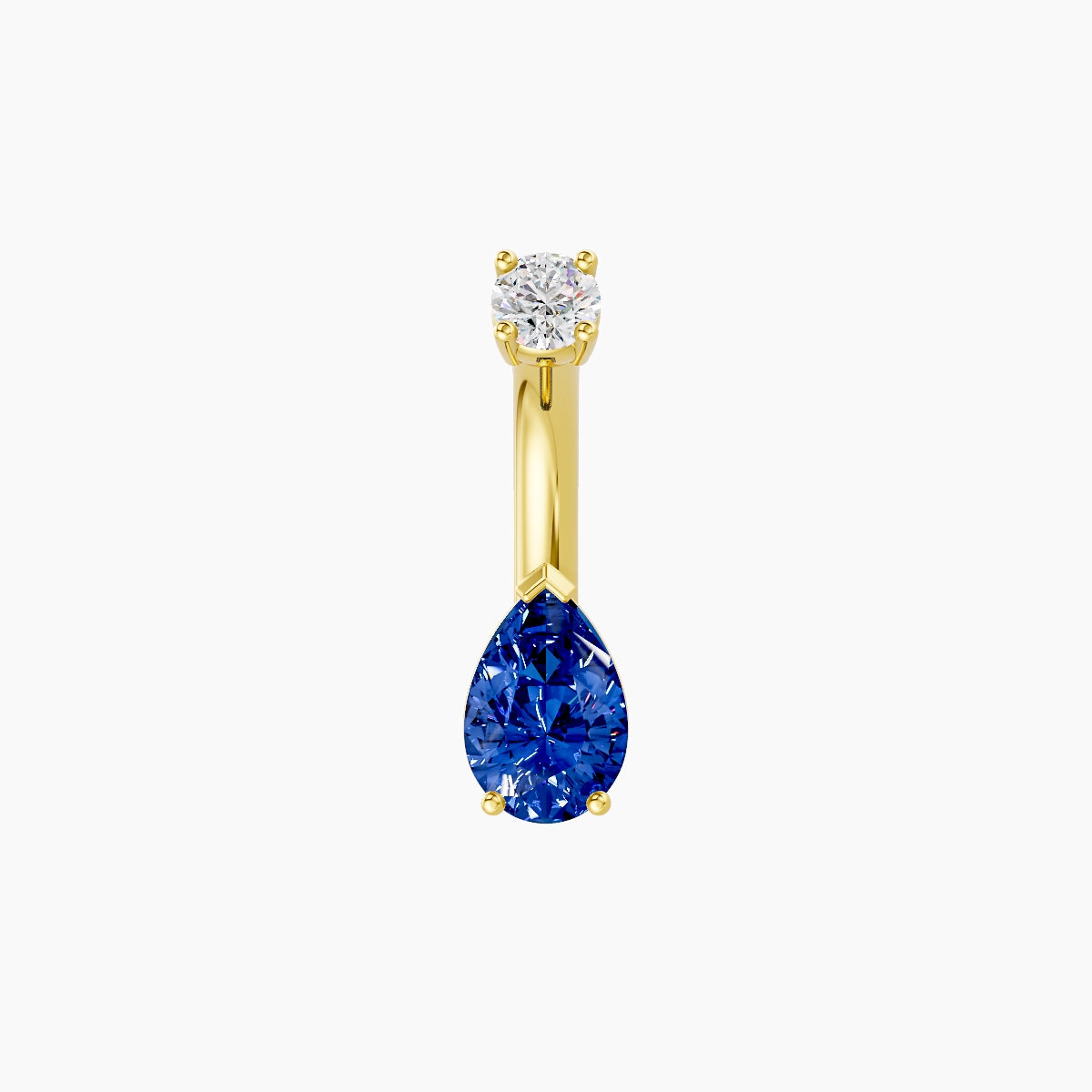 Nut | 18k Yellow Gold 6.5 mm 6 mm Pear Sapphire & Diamond Belly Piercing