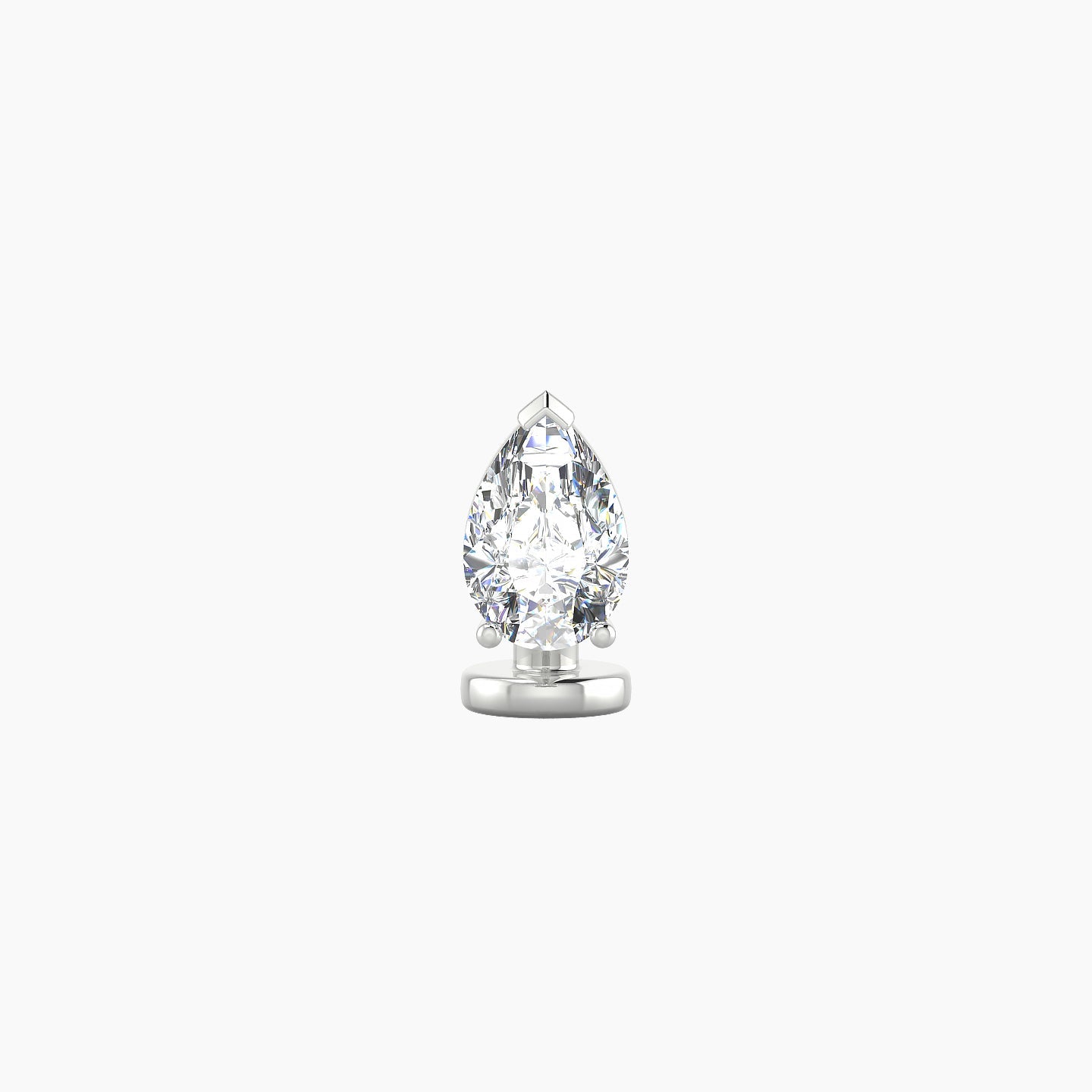 Nut | 18k White Gold 6.5 mm 6 mm Pear Diamond Floating Navel Piercing