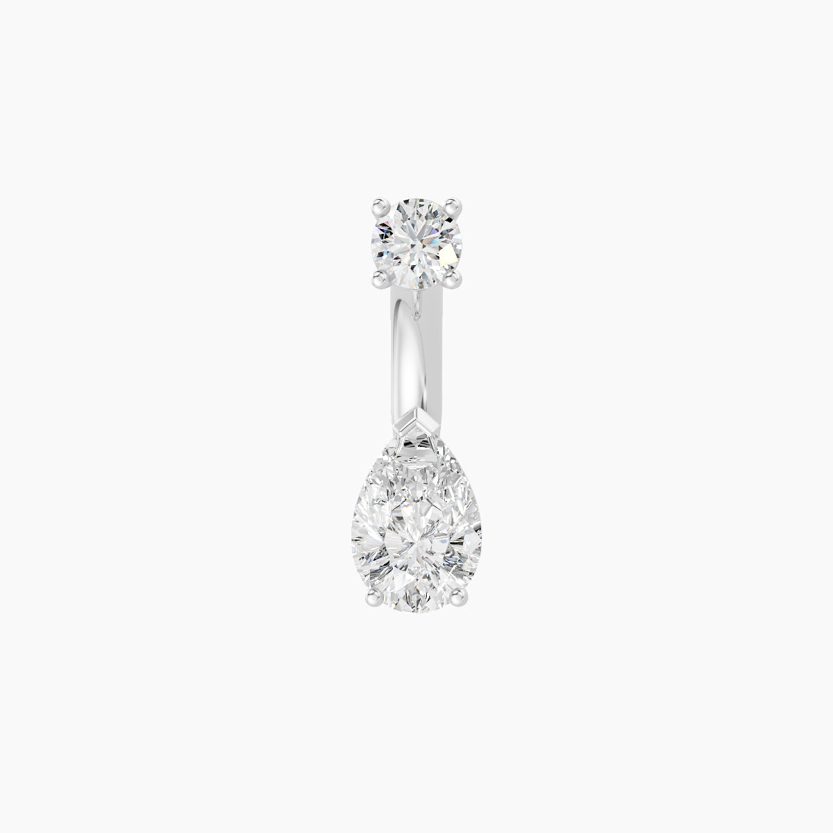 Nut | 18k White Gold 6.5 mm 6 mm Pear Diamond Navel Piercing