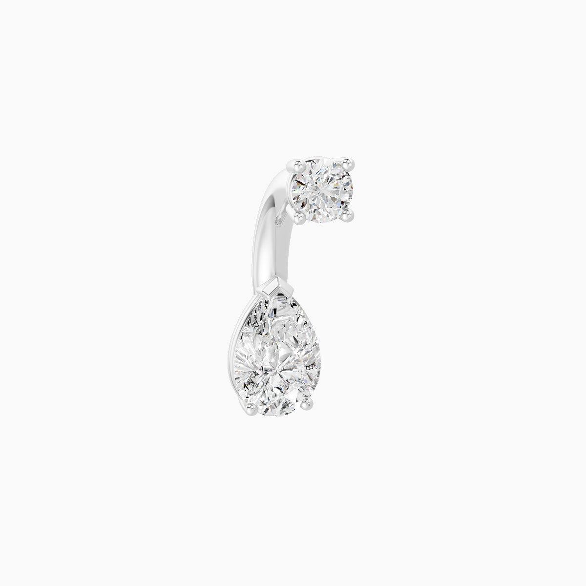 Nut | 18k White Gold 6.5 mm 6 mm Pear Diamond Navel Piercing