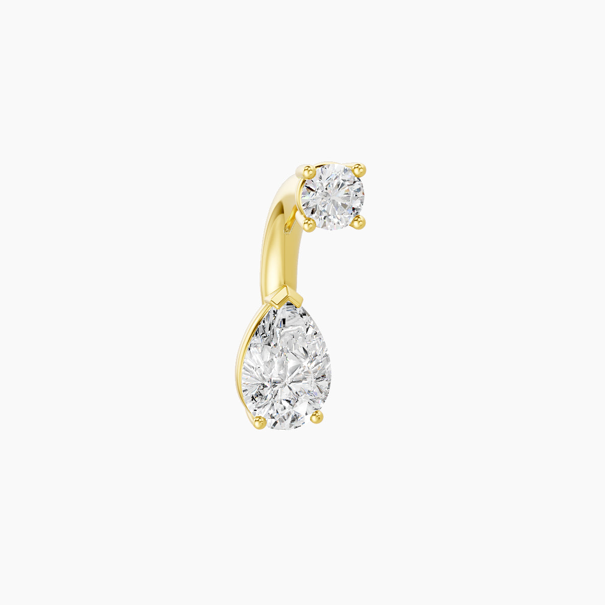Nut | 18k Yellow Gold 6.5 mm 6 mm Pear Diamond Navel Piercing