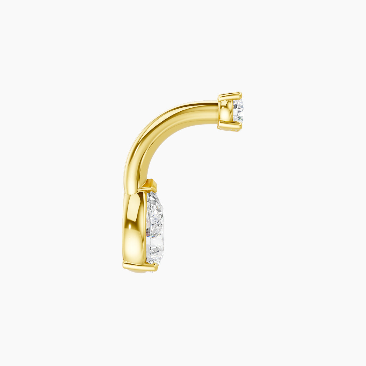 Nut | 18k Yellow Gold 6.5 mm 6 mm Pear Diamond Navel Piercing