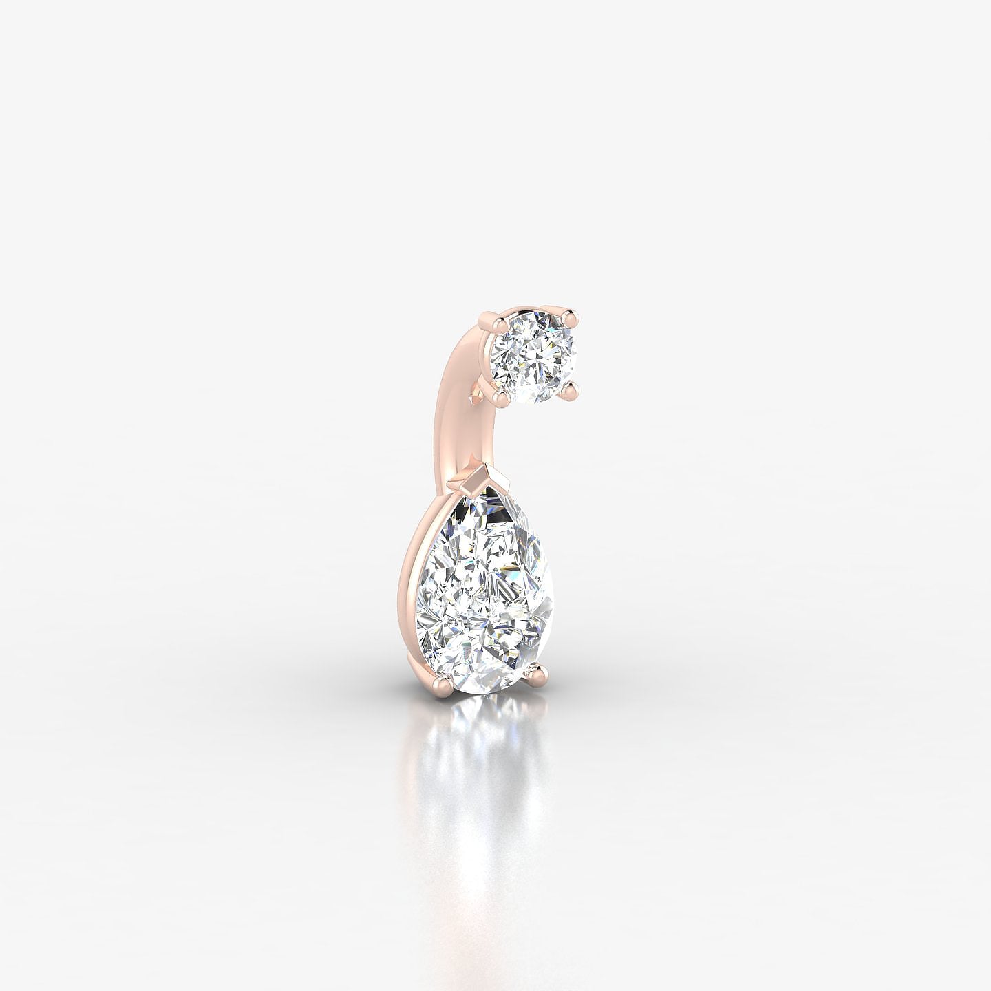 Nut | 18k Rose Gold 6 mm 6 mm Pear Diamond Navel Piercing