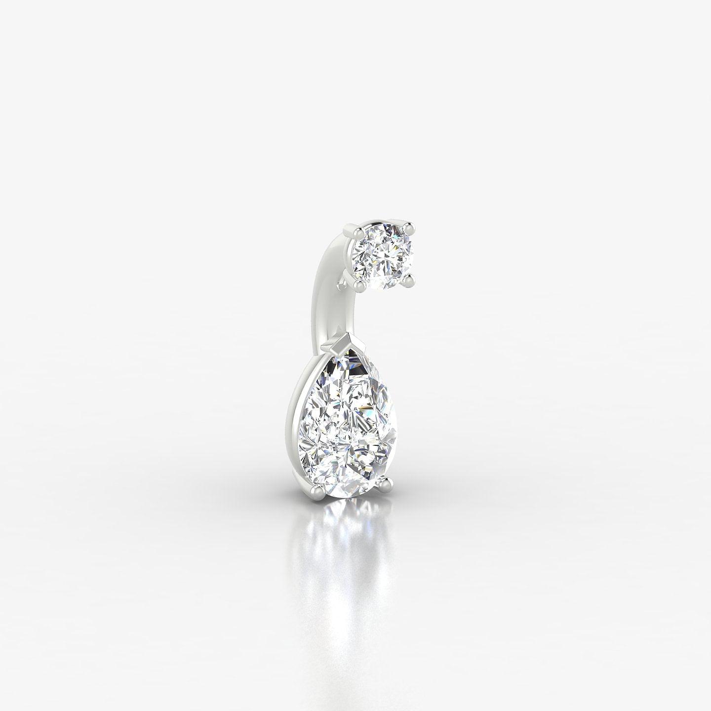 Nut | 18k White Gold 6 mm 6 mm Pear Diamond Navel Piercing