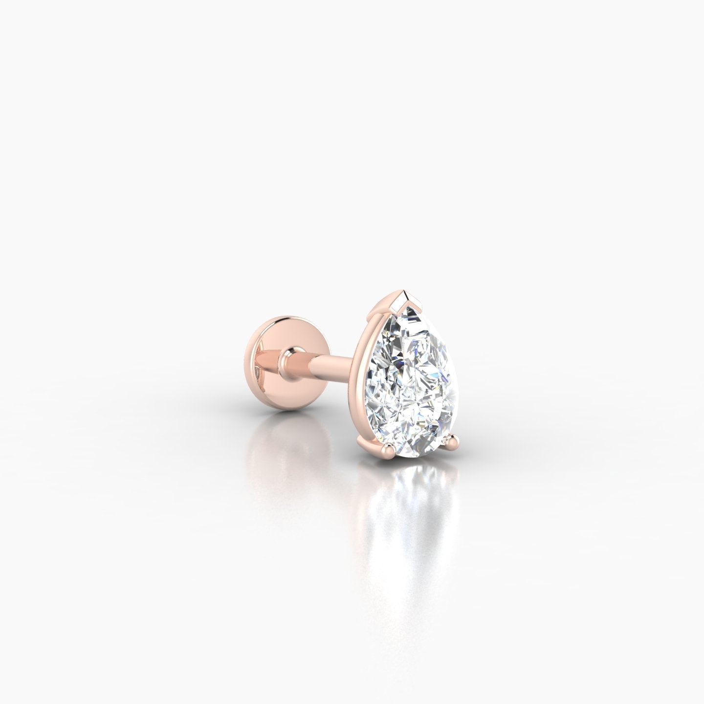 Nut | 18k Rose Gold 6.5 mm 6.5 mm Pear Diamond Piercing