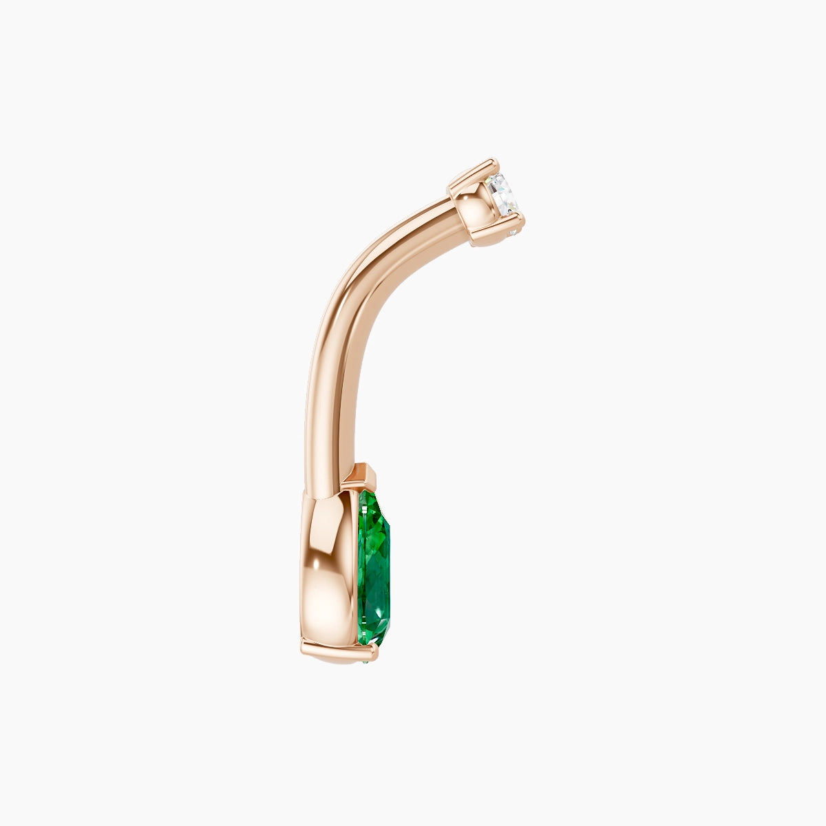 Nut | 18k Rose Gold 6.5 mm 8 mm Pear Emerald & Diamond Belly Piercing