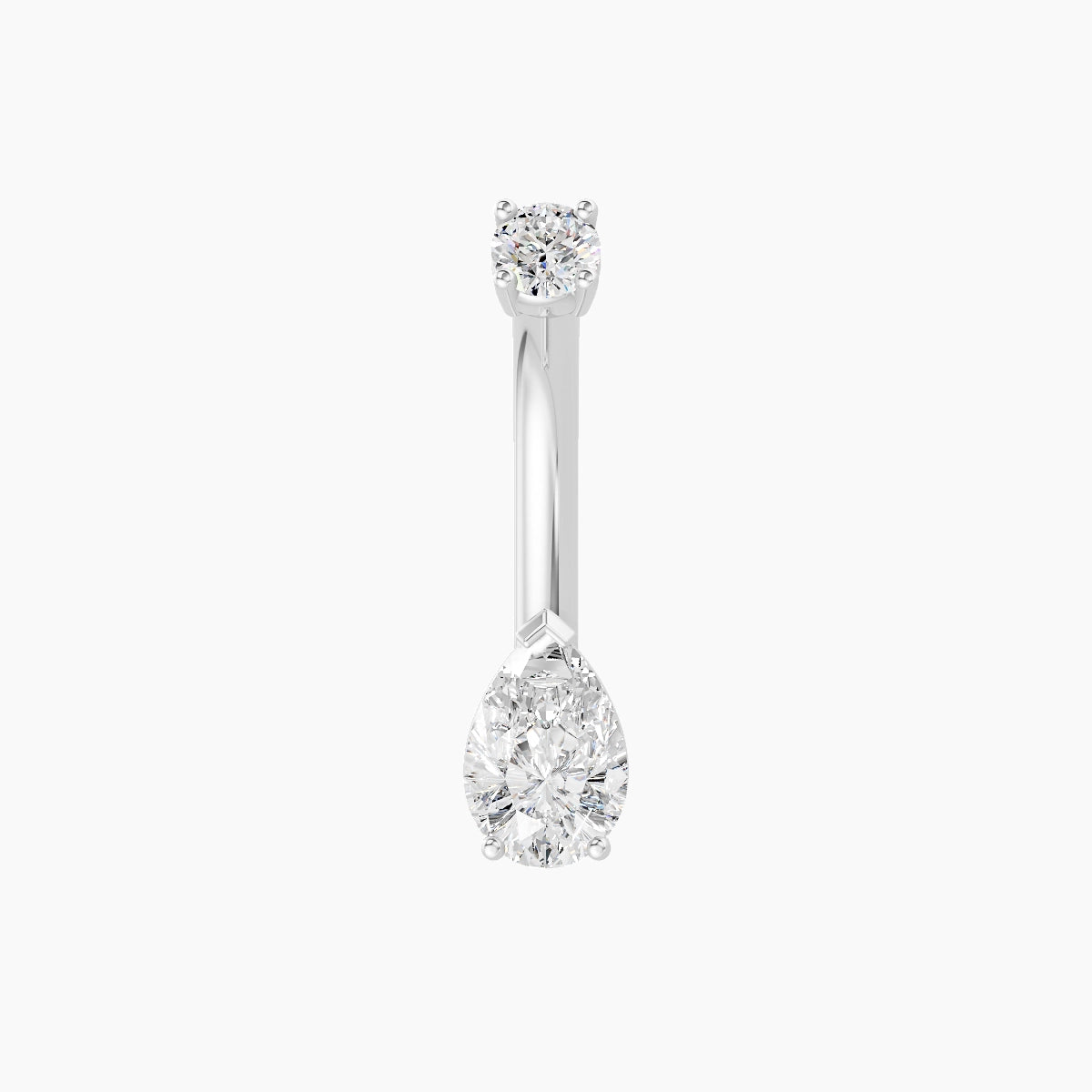 Nut | 18k White Gold 6.5 mm 8 mm Pear Diamond Belly Piercing