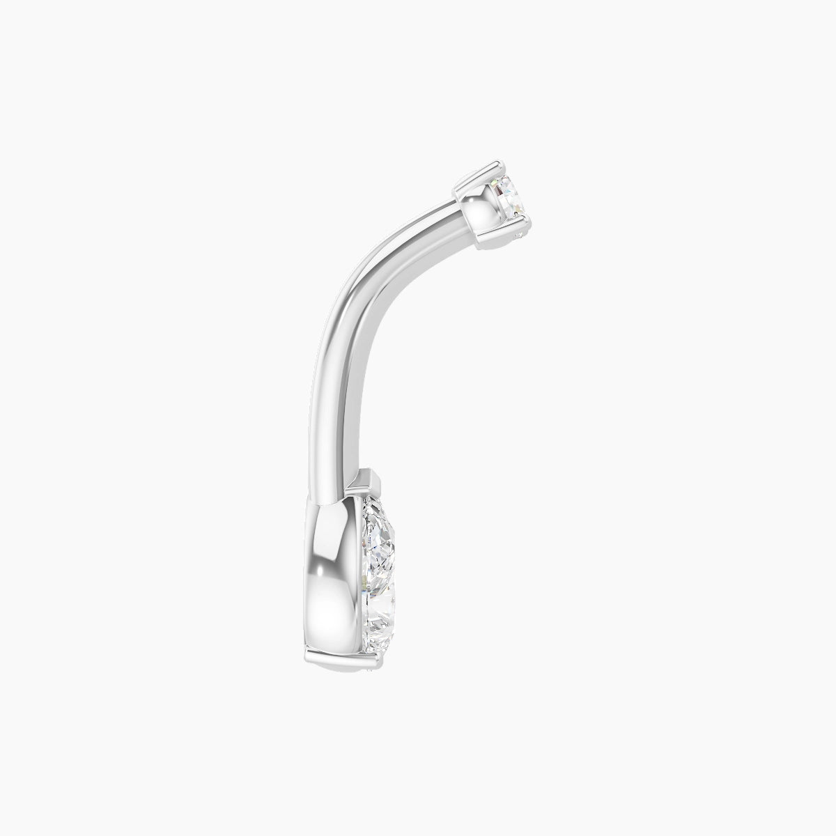 Nut | 18k White Gold 6.5 mm 8 mm Pear Diamond Belly Piercing