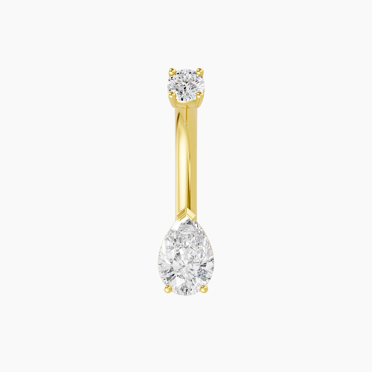 Nut | 18k Yellow Gold 6.5 mm 8 mm Pear Diamond Belly Piercing