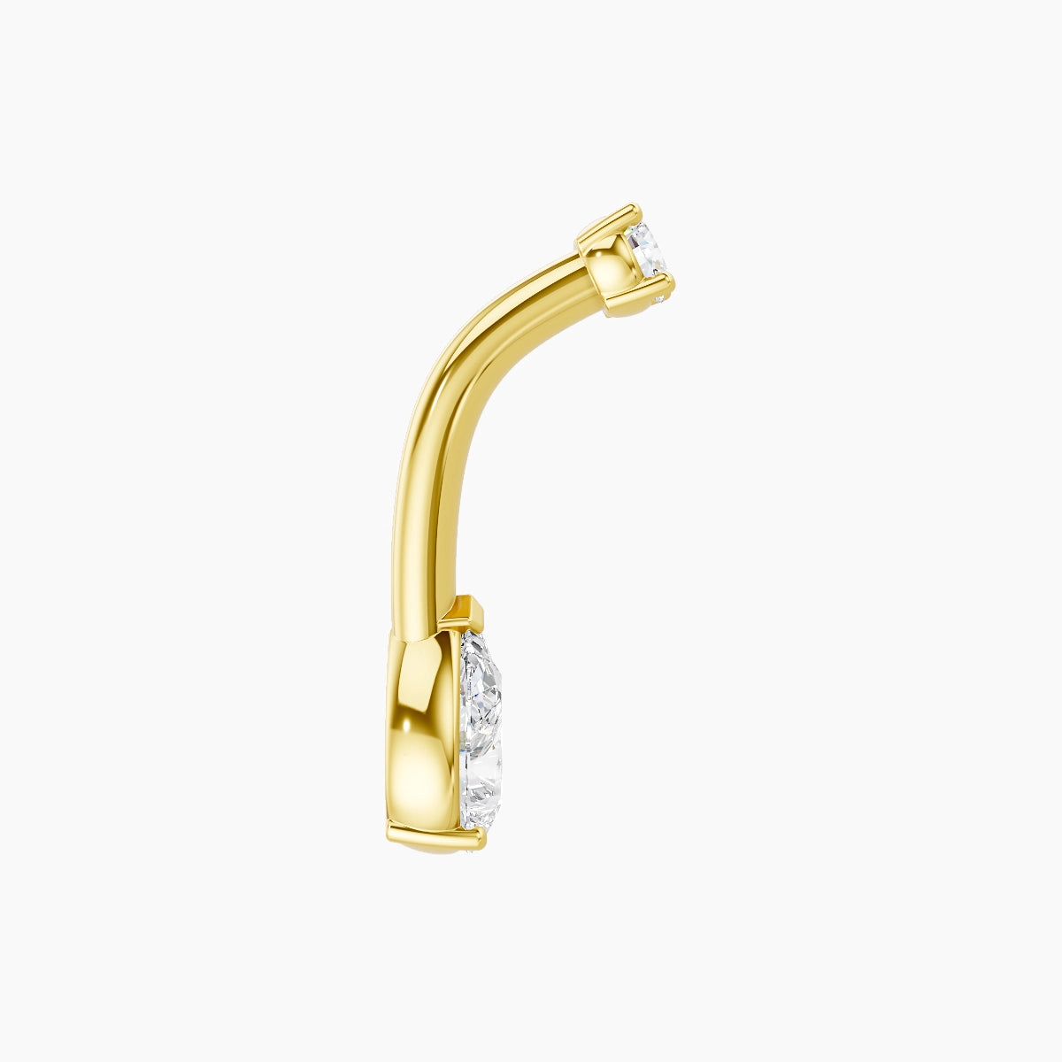 Nut | 18k Yellow Gold 6.5 mm 8 mm Pear Diamond Belly Piercing