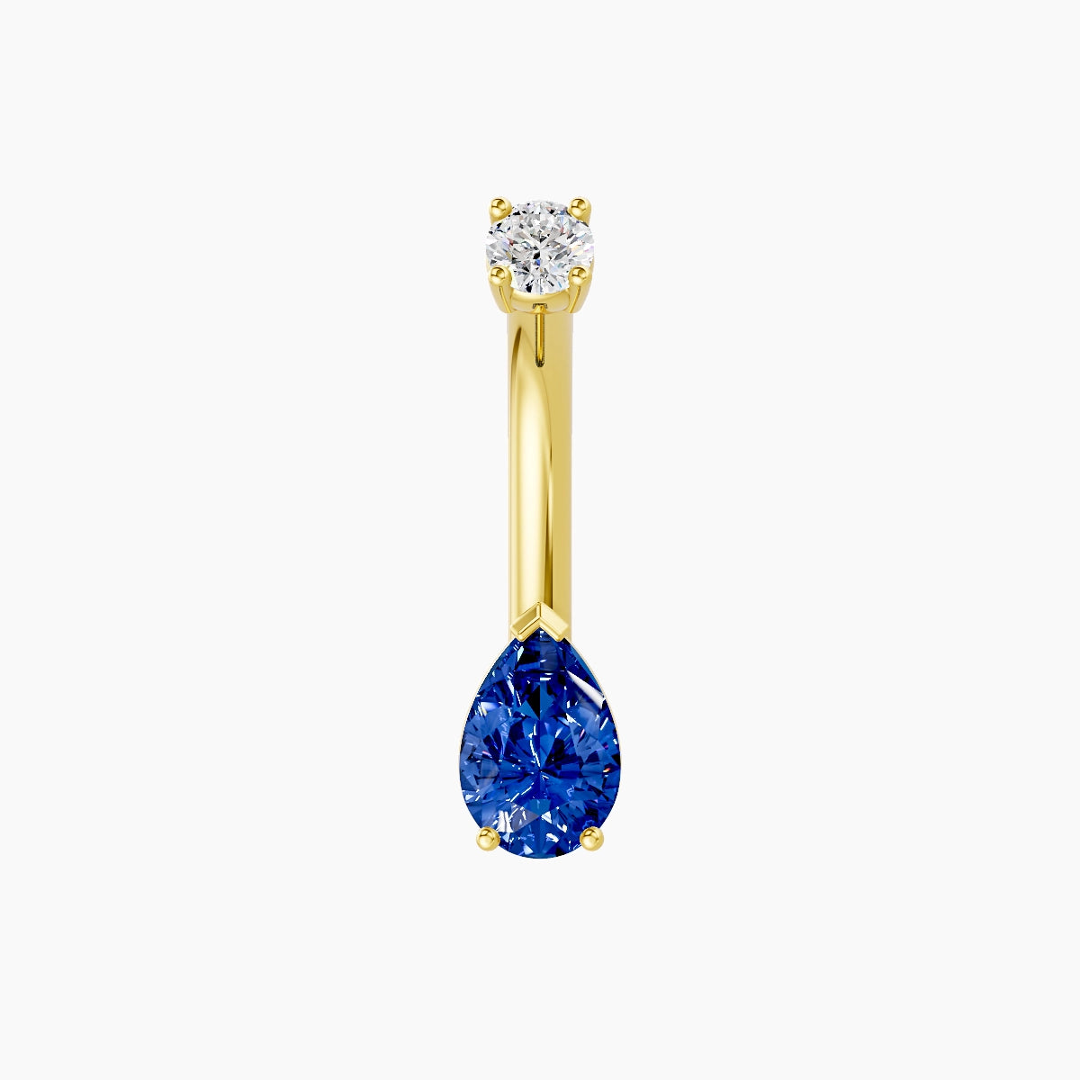 Nut | 18k Yellow Gold 6.5 mm 8 mm Pear Sapphire & Diamond Belly Piercing