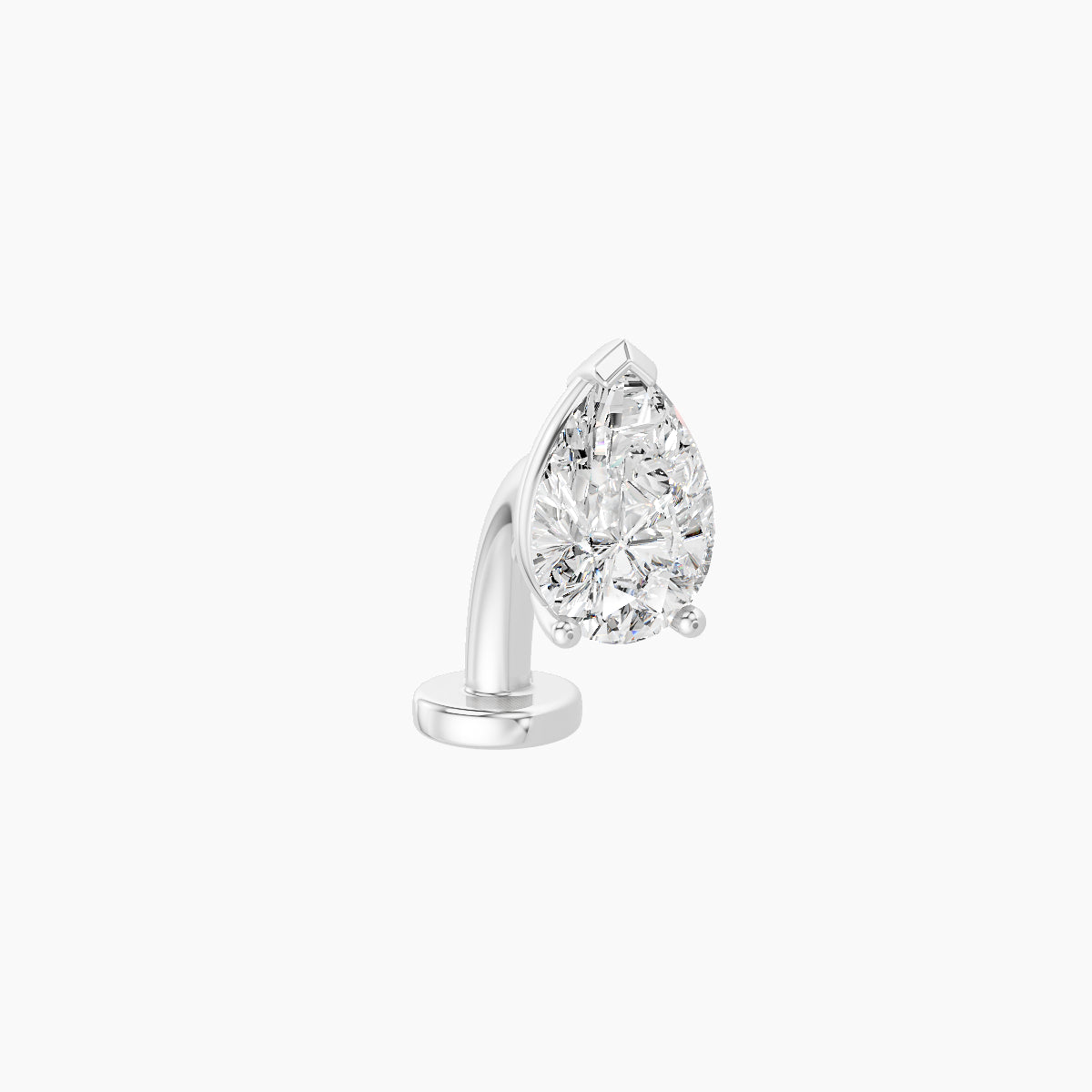Nut | 18k White Gold 6.5 mm 8 mm Pear Diamond Floating Navel Piercing