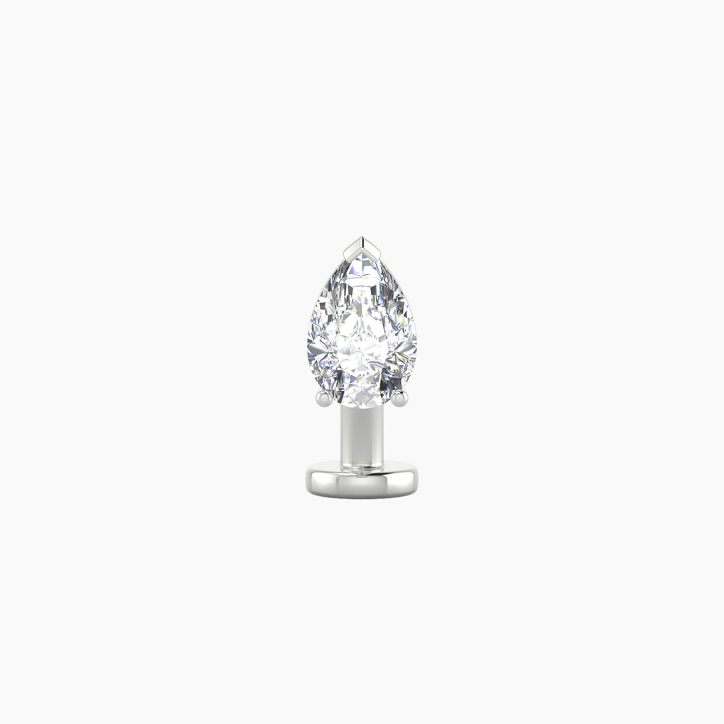 Nut | 18k White Gold 6.5 mm 8 mm Pear Diamond Floating Navel Piercing