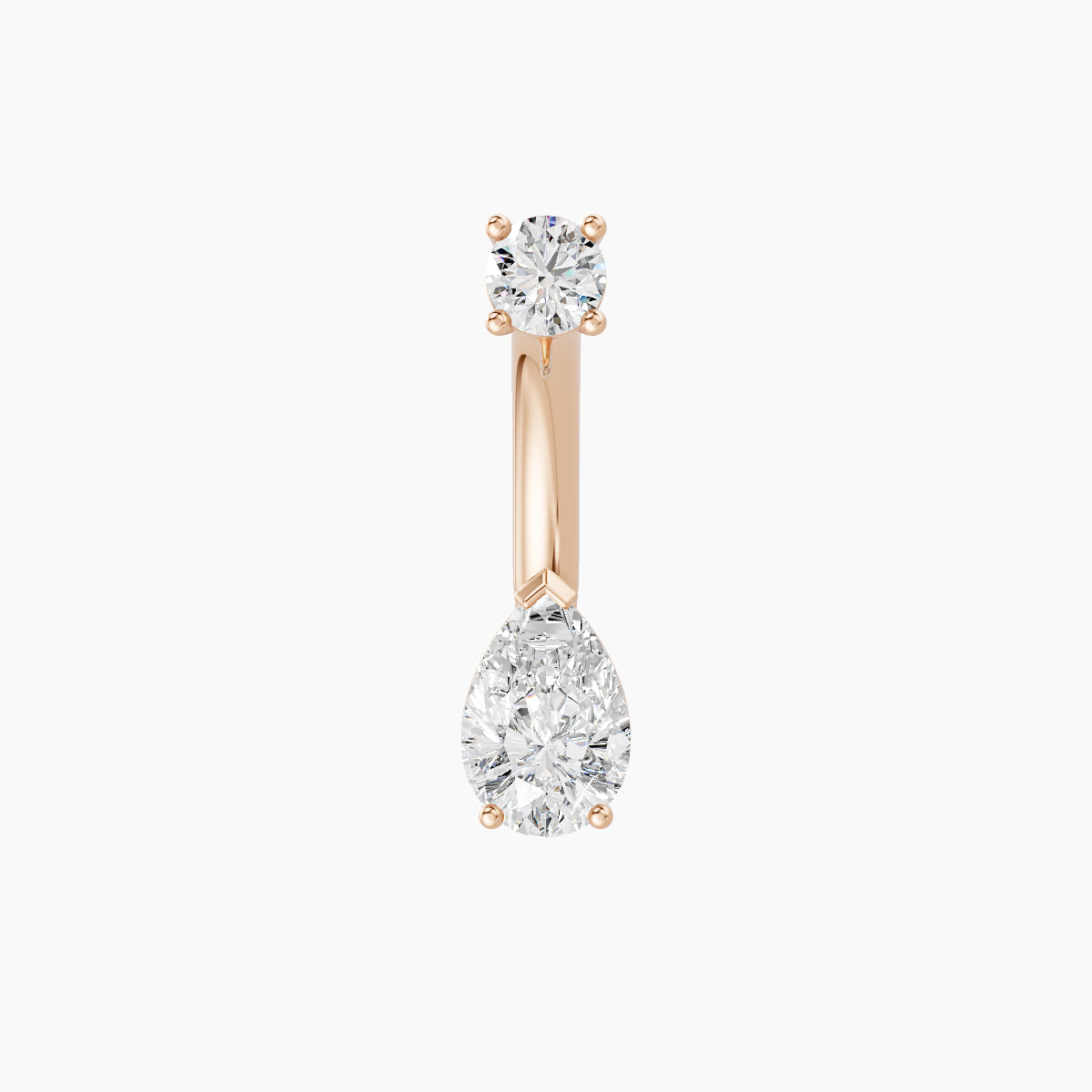 Nut | 18k Rose Gold 6.5 mm 8 mm Pear Diamond Navel Piercing