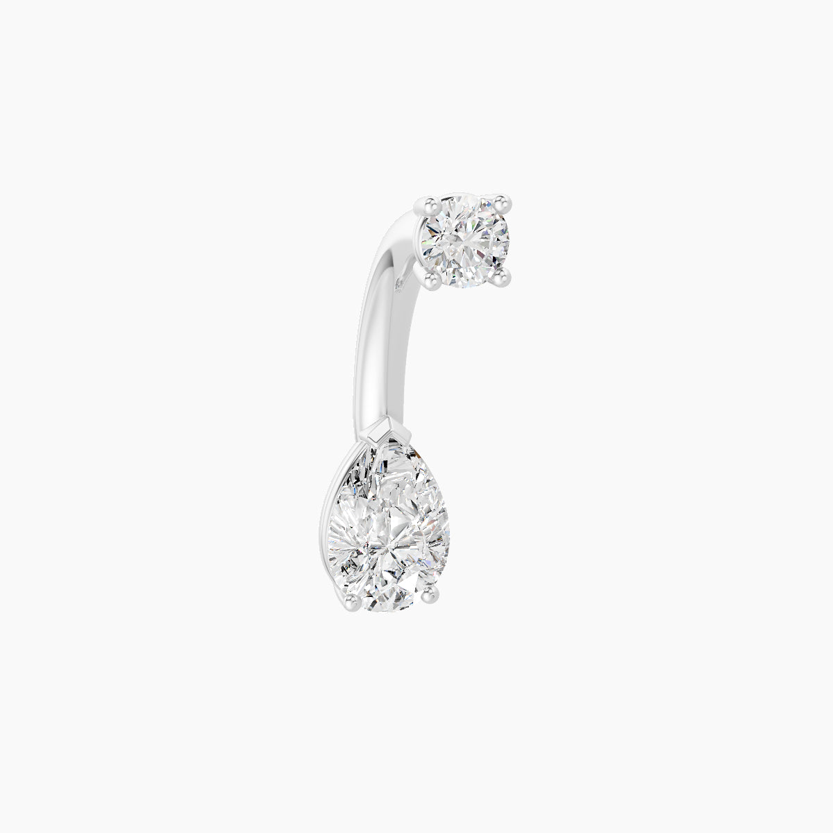 Nut | 18k White Gold 6.5 mm 8 mm Pear Diamond Navel Piercing