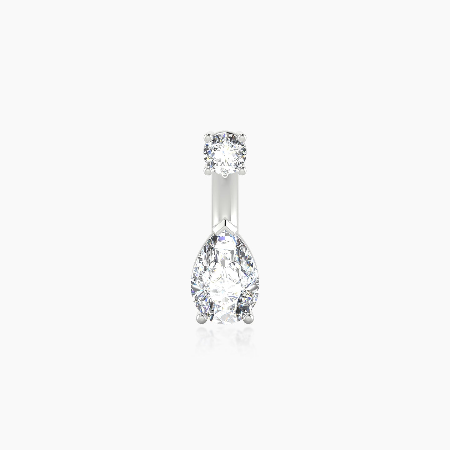 Nut | 18k White Gold 8 mm 6 mm Pear Diamond Navel Piercing