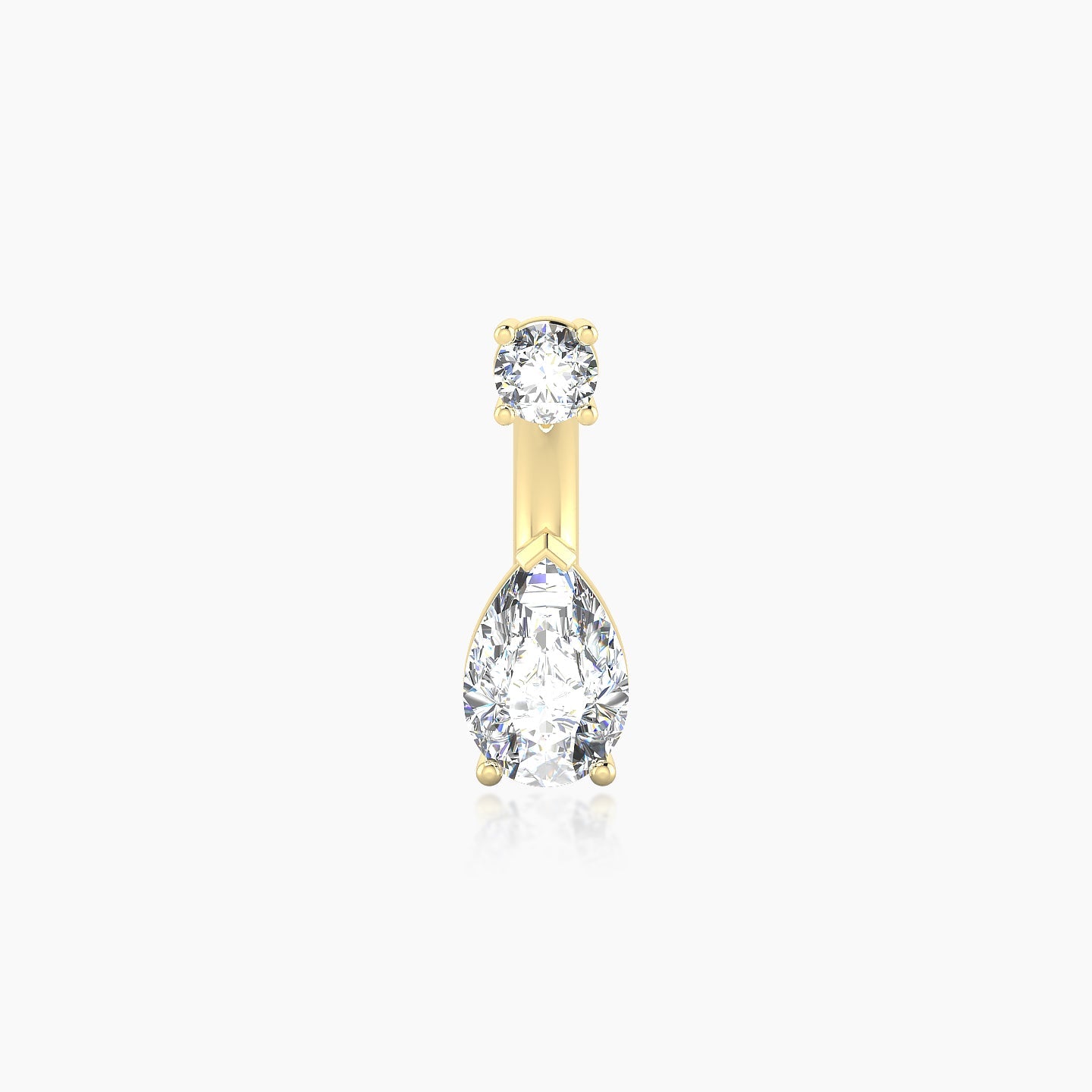 Nut | 18k Yellow Gold 8 mm 6 mm Pear Diamond Navel Piercing