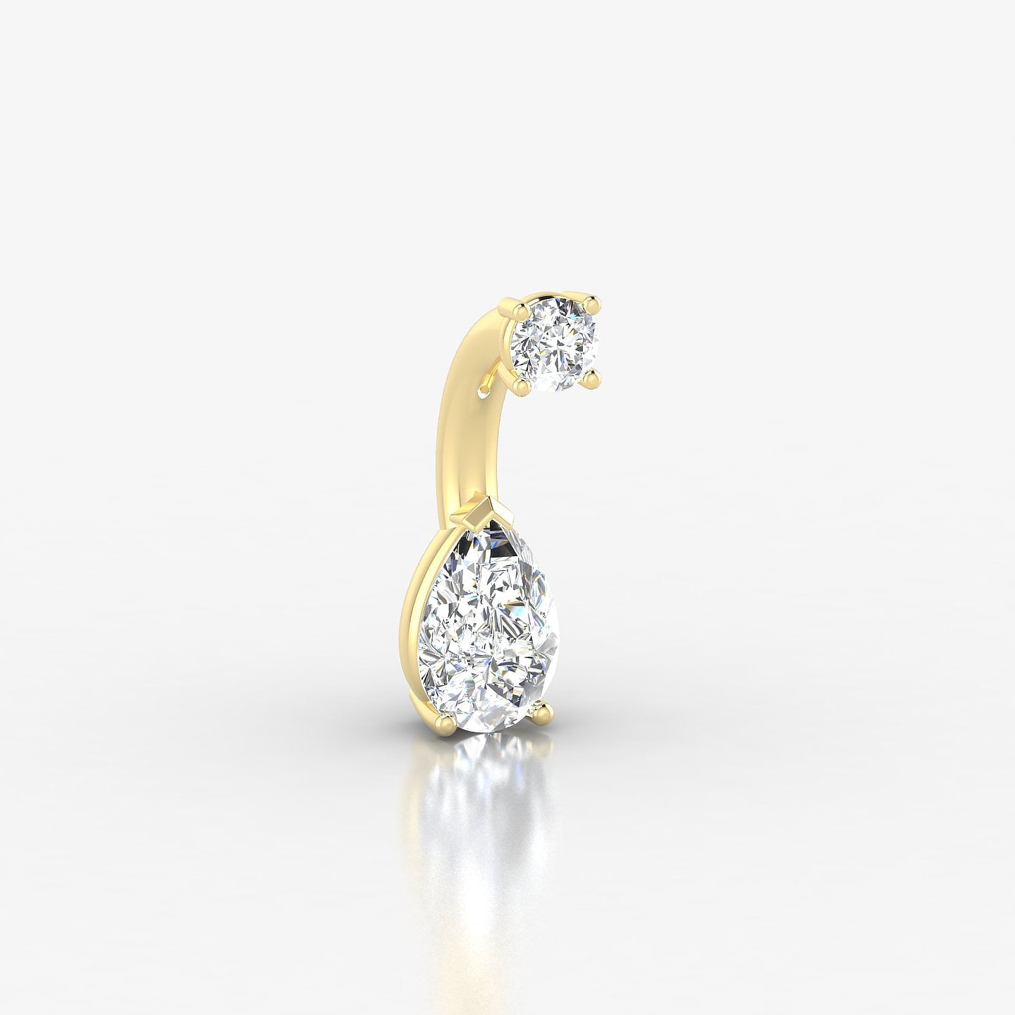 Nut | 18k Yellow Gold 8 mm 6 mm Pear Diamond Navel Piercing