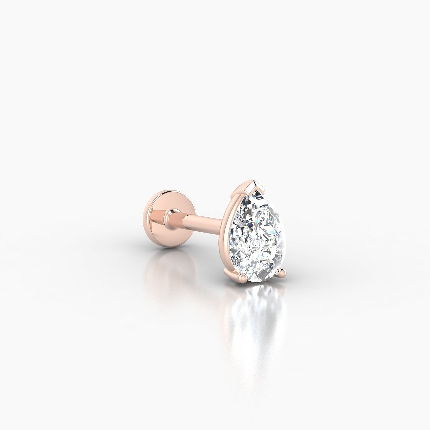 Nut | 18k Rose Gold 6.5 mm 8 mm Pear Diamond Nose Piercing