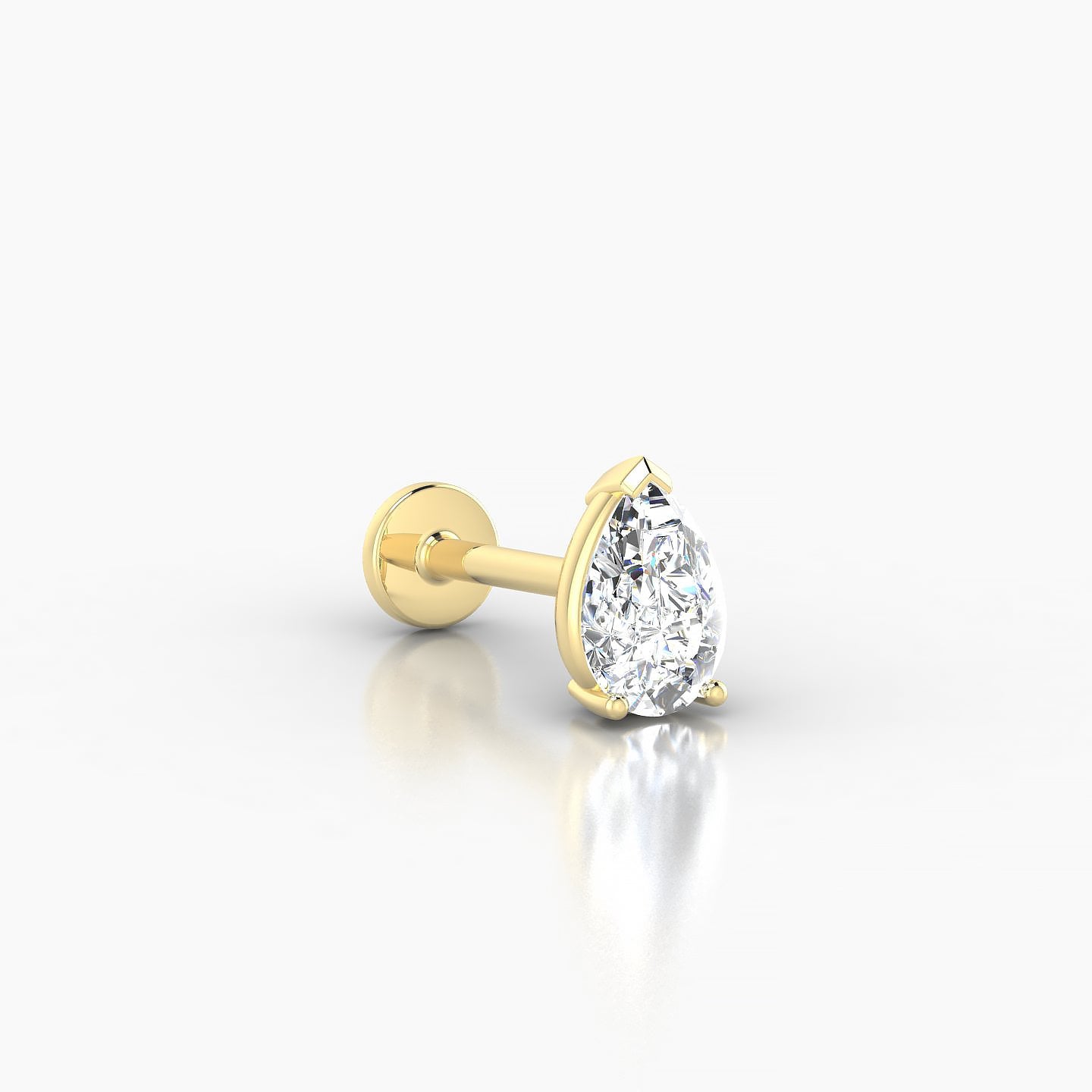 Nut | 18k Yellow Gold 6.5 mm 8 mm Pear Diamond Nose Piercing