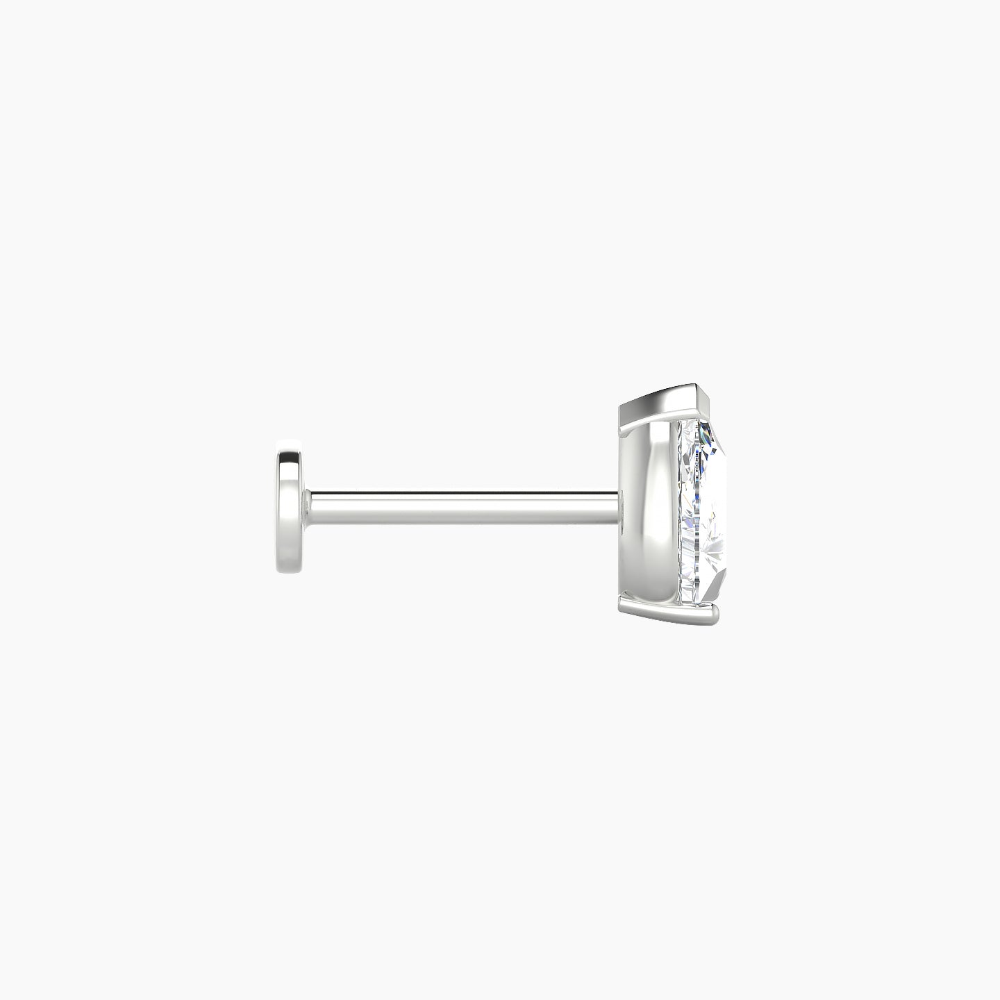 Nut | 18k White Gold 6.5 mm 8 mm Pear Diamond Piercing