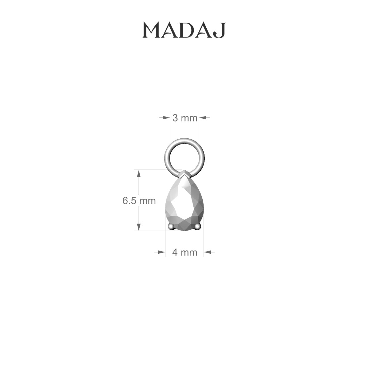 Nut | 18k Yellow Gold 6.5 mm Pear Diamond Charm