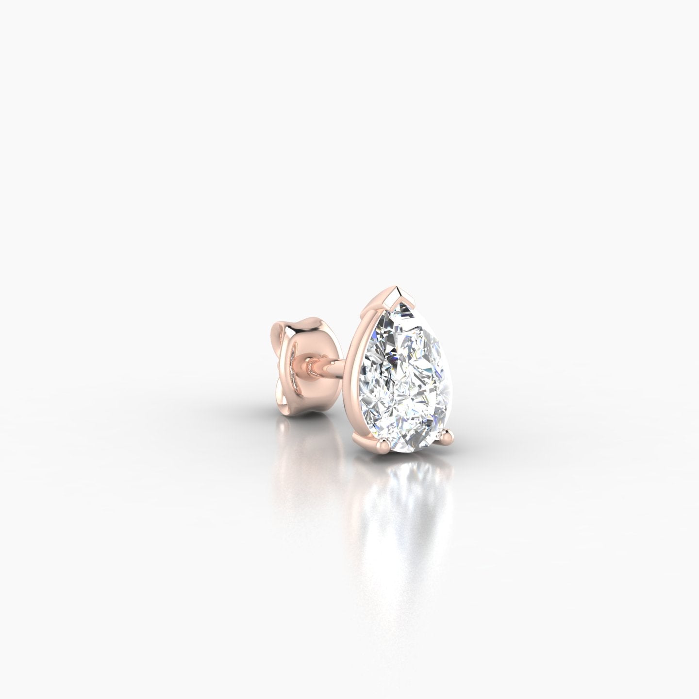 Nut | 18k Rose Gold 6.5 mm Pear Diamond Earring
