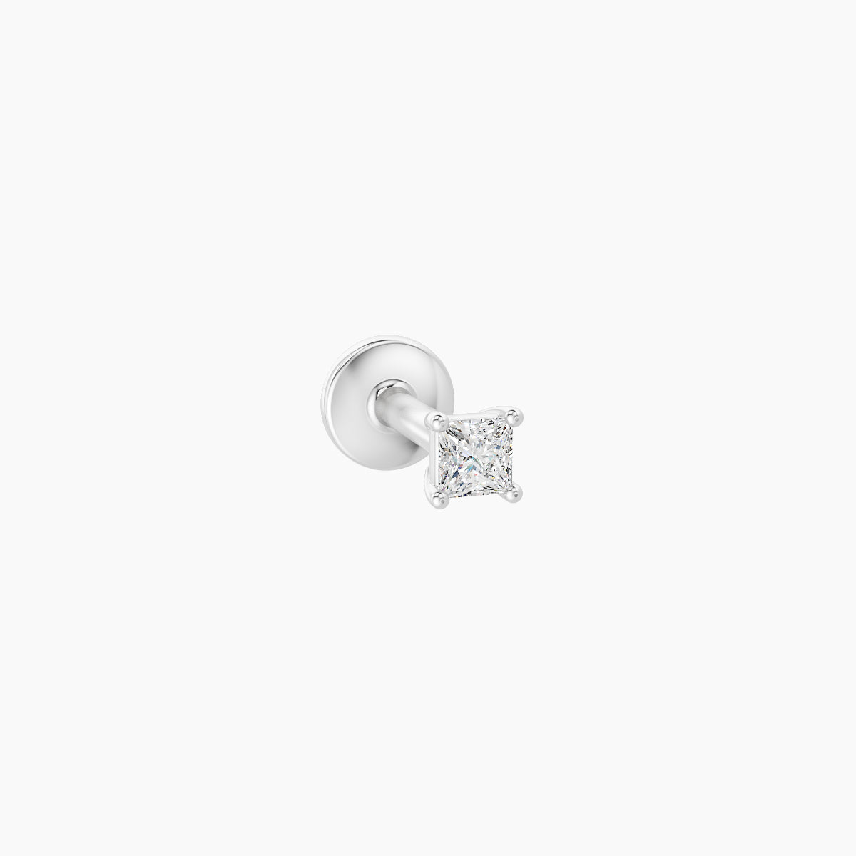 Nut | 18k White Gold 2.5 mm 5 mm Princess Diamond Nose Piercing