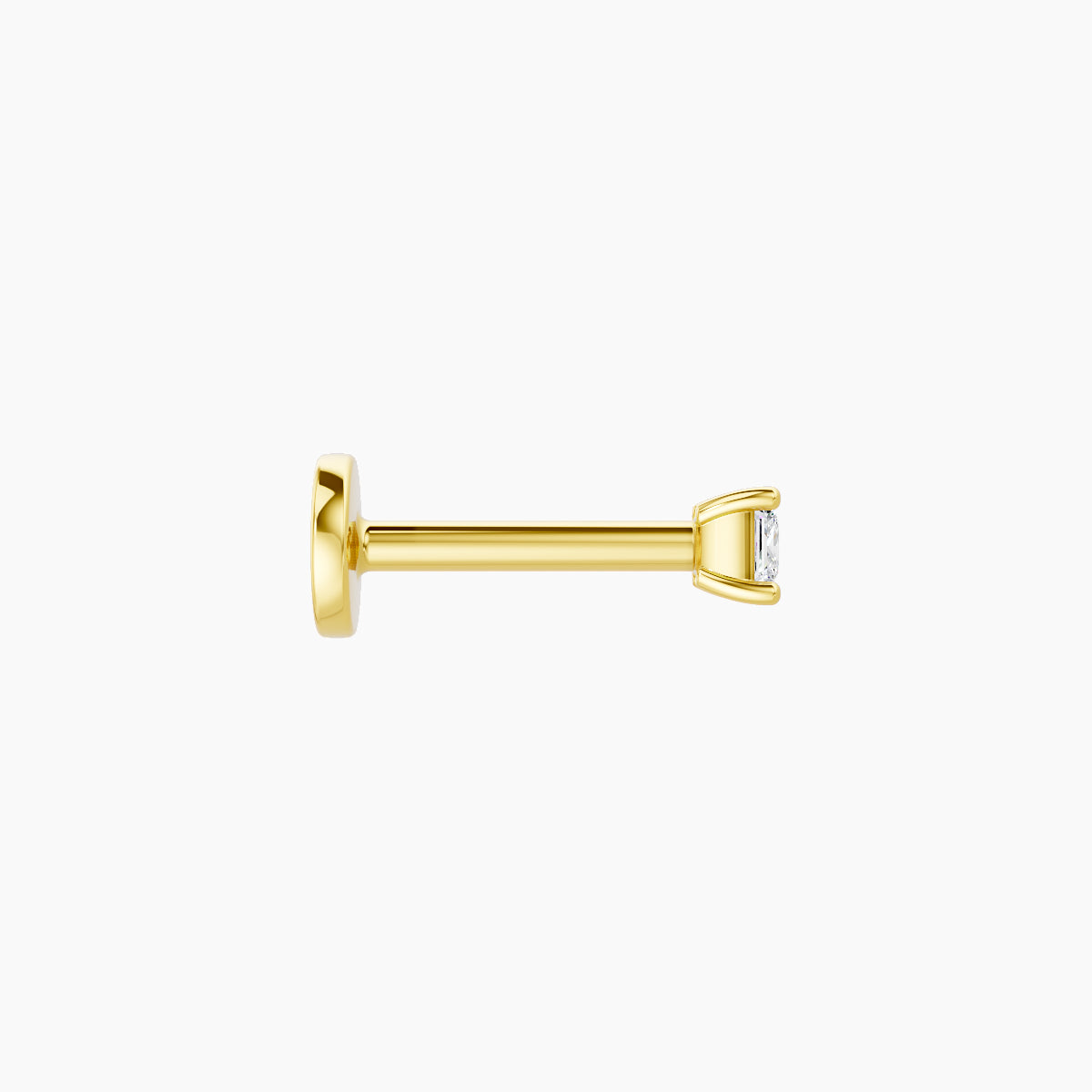 Nut | 18k Yellow Gold 2.5 mm 6.5 mm Princess Diamond Nose Piercing