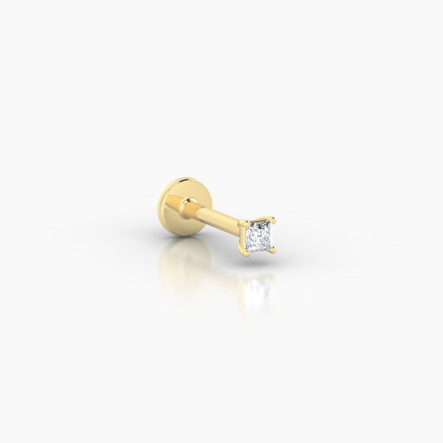 Nut | 18k Yellow Gold 2.5 mm 6.5 mm Princess Diamond Nose Piercing