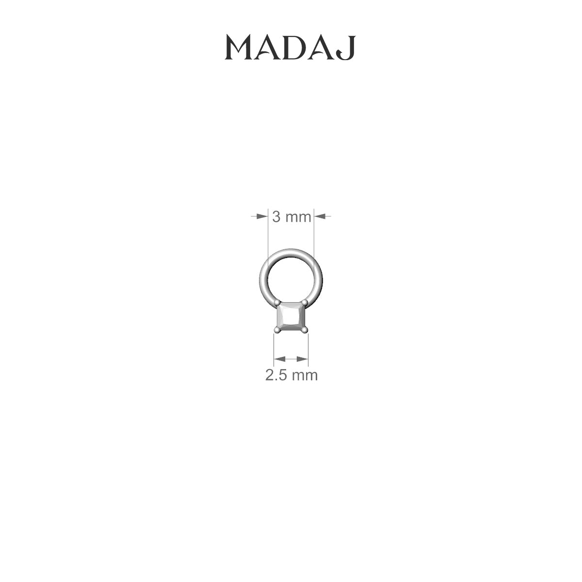 Nut | 18k White Gold 2.5 mm Princess Diamond Charm