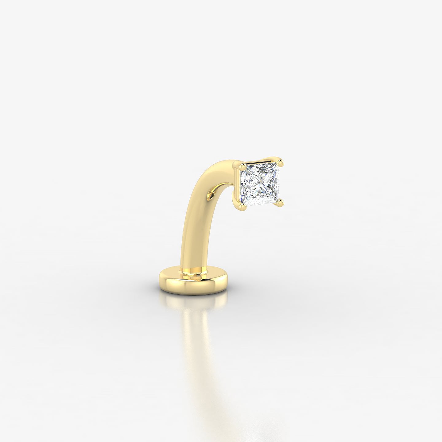 Nut | 18k Yellow Gold 2.5 mm 10 mm Princess Diamond Floating Navel Piercing