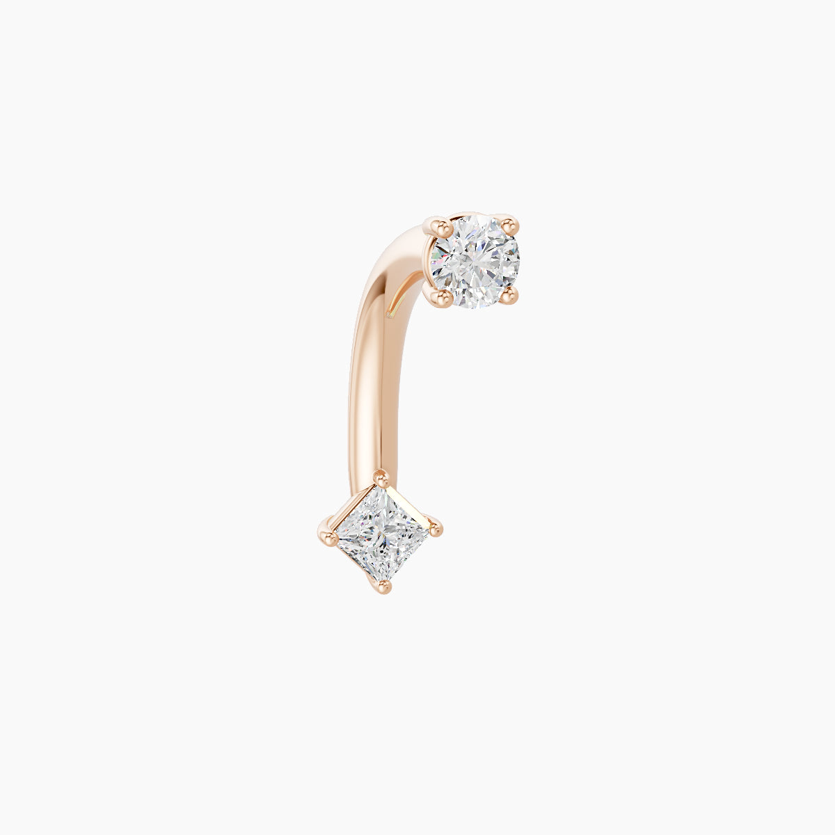 Nut | 18k Rose Gold 3 mm 10 mm Princess Diamond Navel Piercing