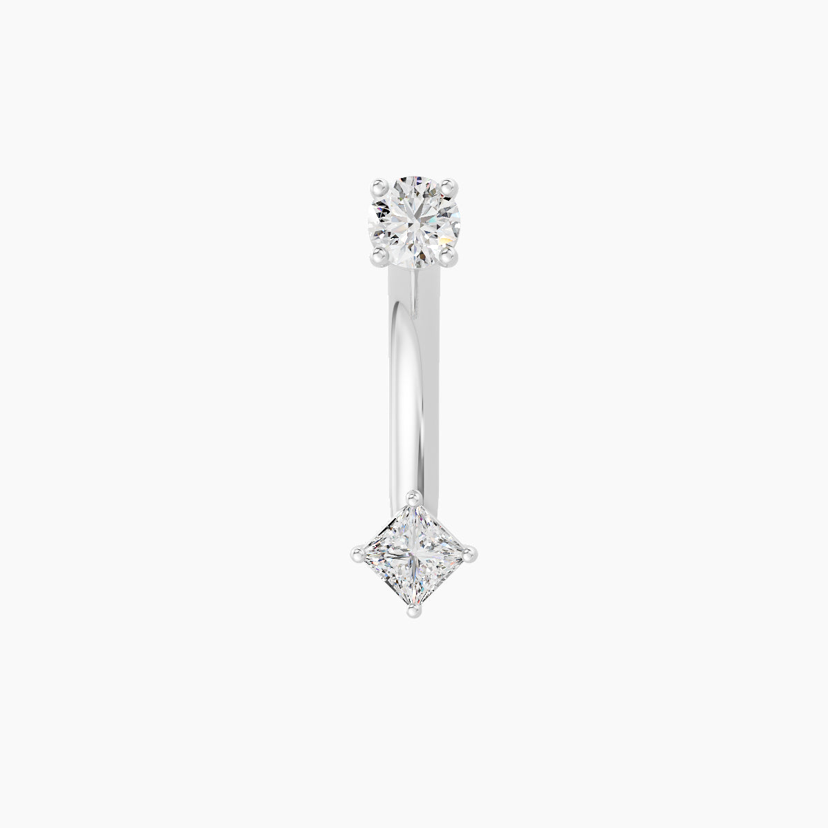 Nut | 18k White Gold 3 mm 10 mm Princess Diamond Navel Piercing