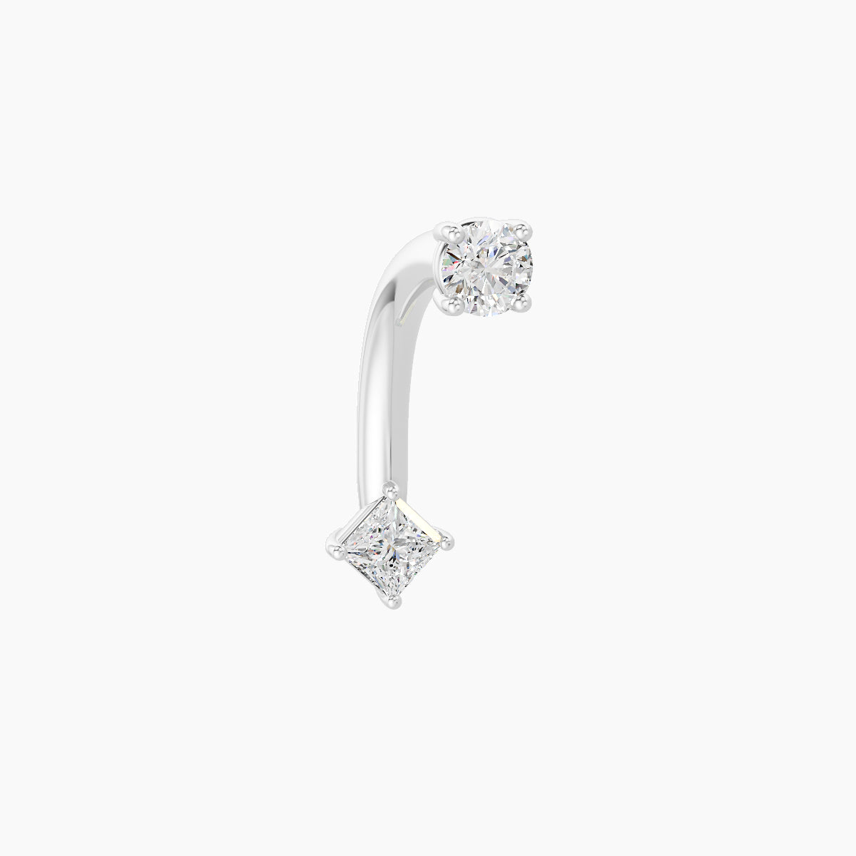 Nut | 18k White Gold 3 mm 10 mm Princess Diamond Navel Piercing