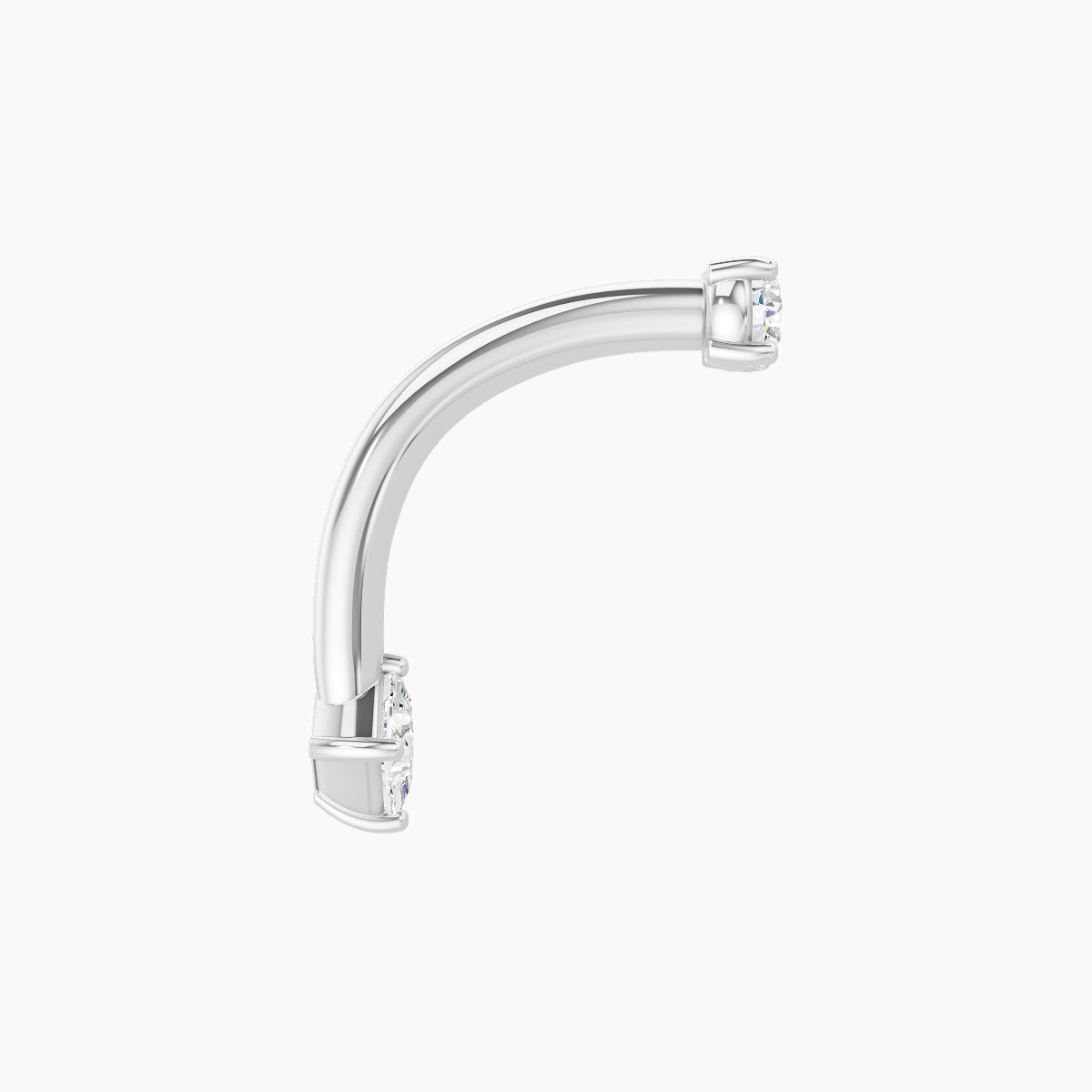 Nut | 18k White Gold 3 mm 10 mm Princess Diamond Navel Piercing