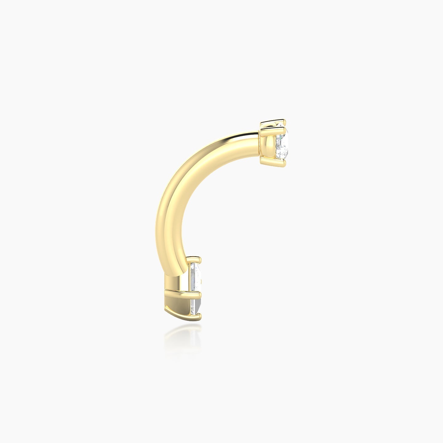 Nut | 18k Yellow Gold 10 mm 3 mm Princess Diamond Navel Piercing