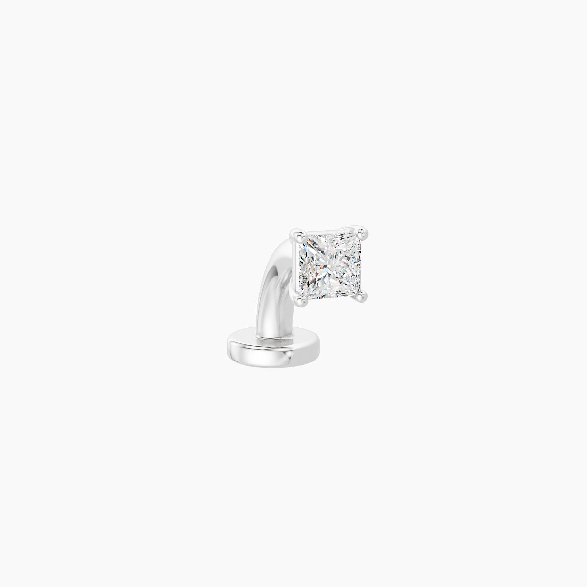 Nut | 18k White Gold 2.5 mm 6 mm Princess Diamond Floating Navel Piercing