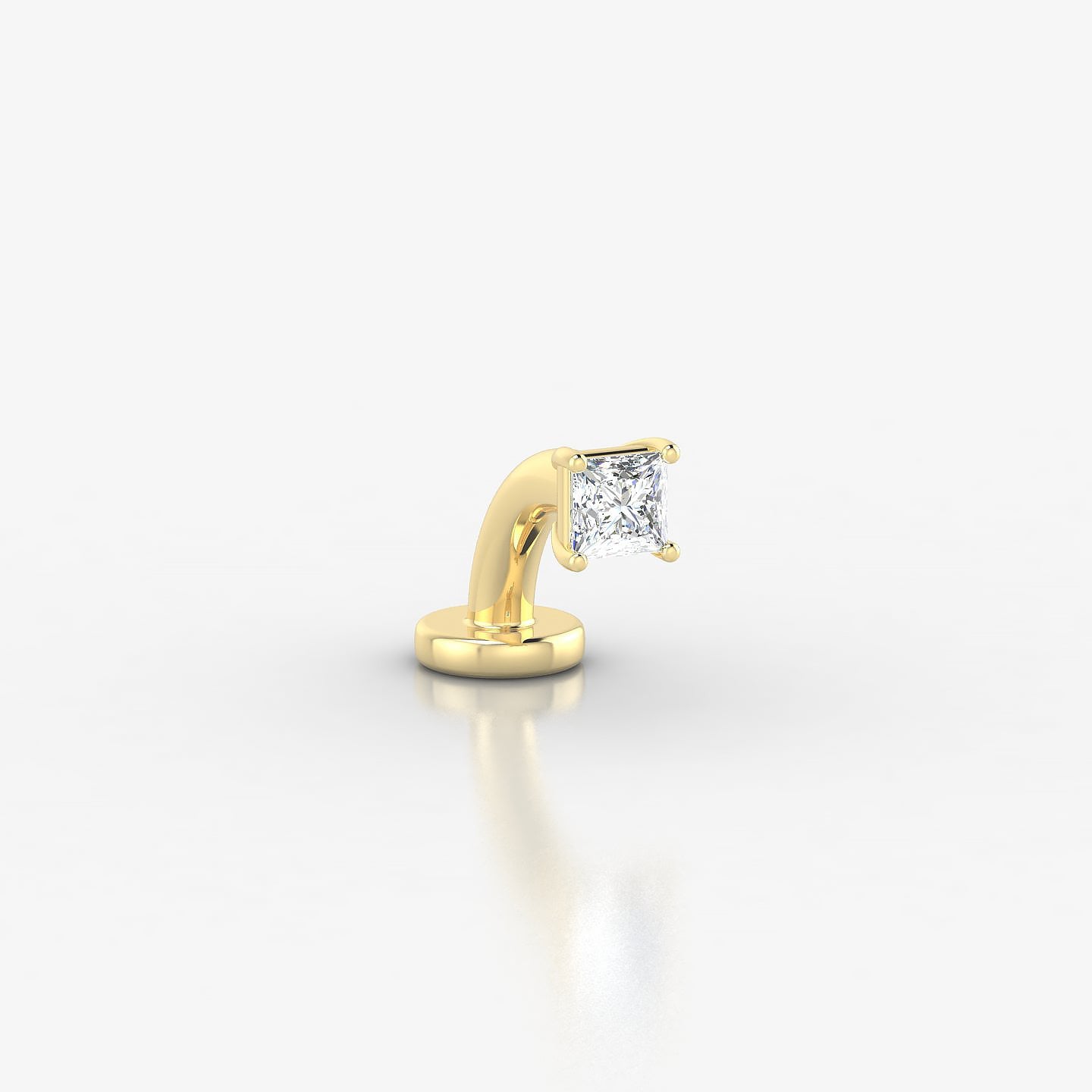 Nut | 18k Yellow Gold 2.5 mm 6 mm Princess Diamond Floating Navel Piercing