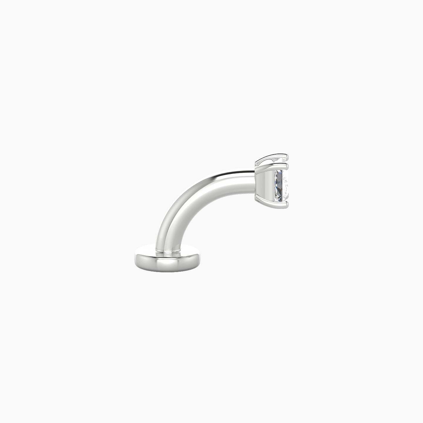 Nut | 18k White Gold 2.5 mm 6 mm Princess Diamond Floating Navel Piercing