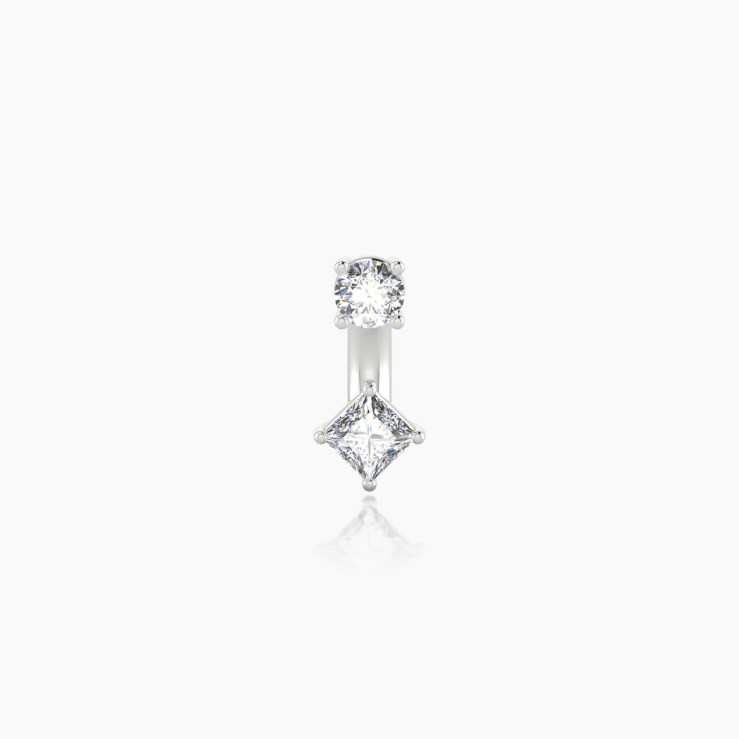 Nut | 18k White Gold 6 mm 3 mm Princess Diamond Navel Piercing