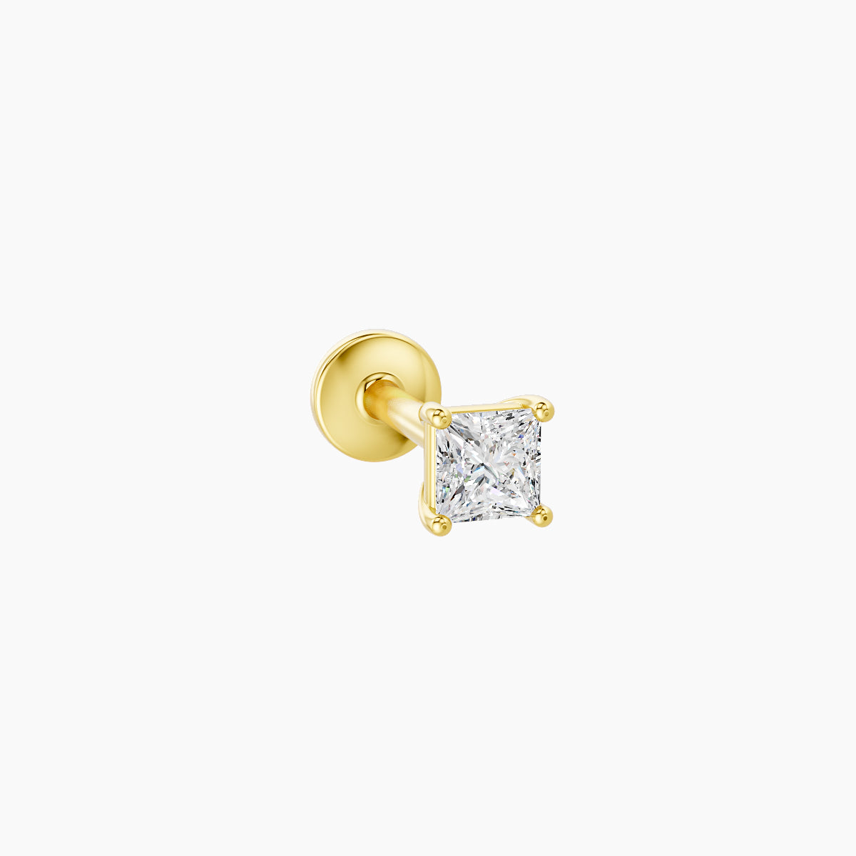 Nut | 18k Yellow Gold 3 mm 6.5 mm Princess Diamond Nose Piercing