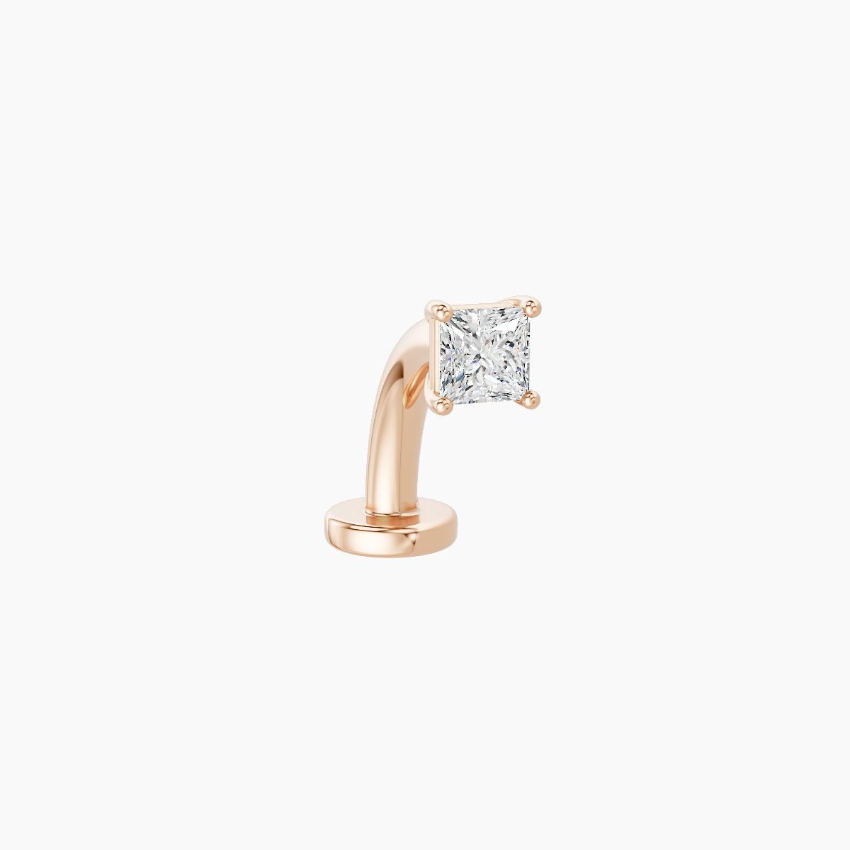 Nut | 18k Rose Gold 2.5 mm 8 mm Princess Diamond Floating Navel Piercing