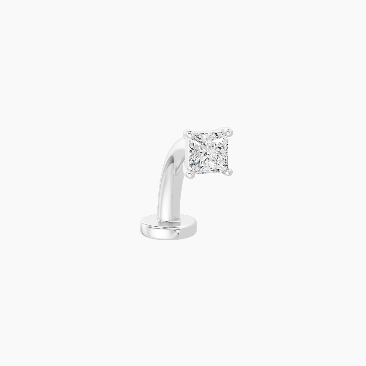 Nut | 18k White Gold 2.5 mm 8 mm Princess Diamond Floating Navel Piercing