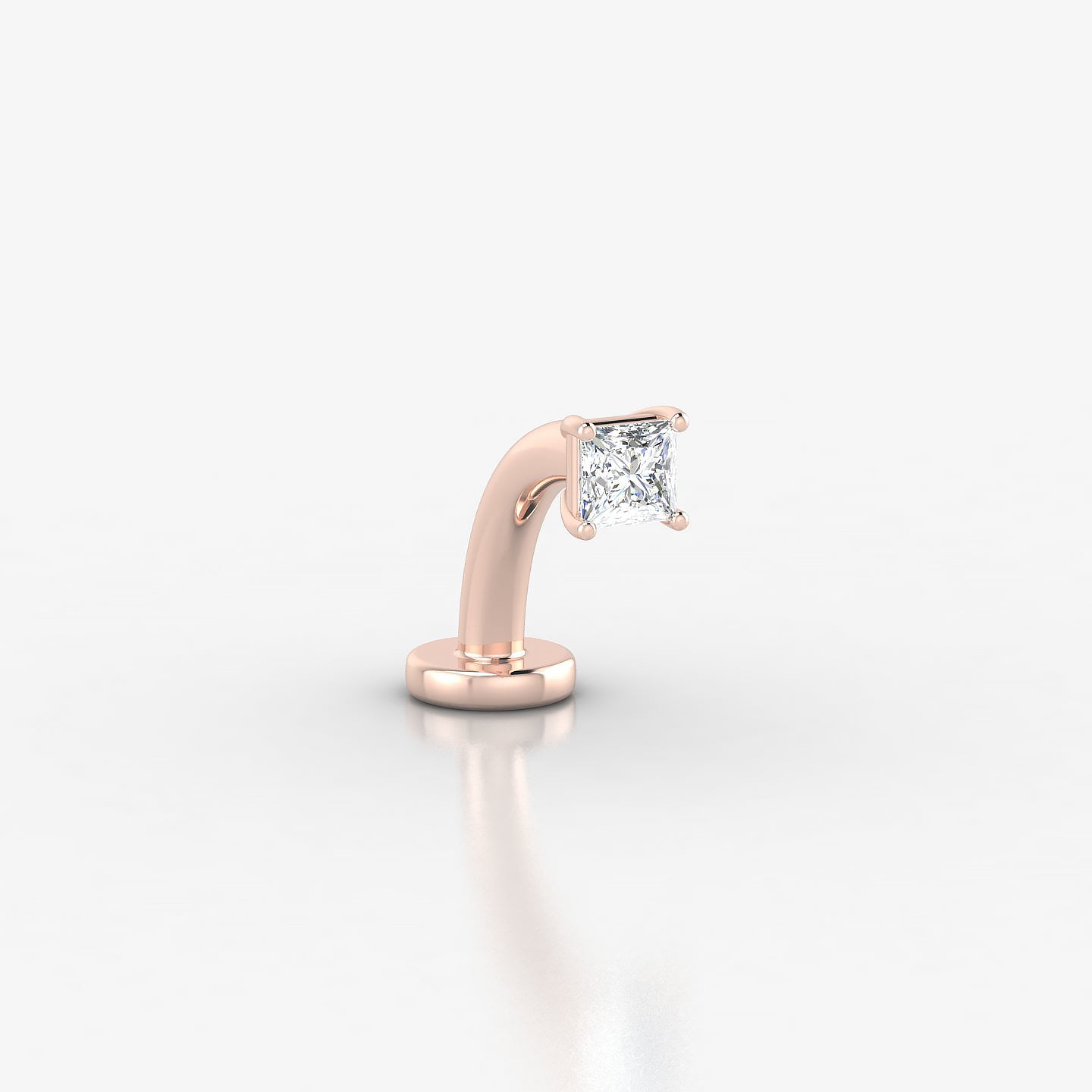 Nut | 18k Rose Gold 2.5 mm 8 mm Princess Diamond Floating Navel Piercing